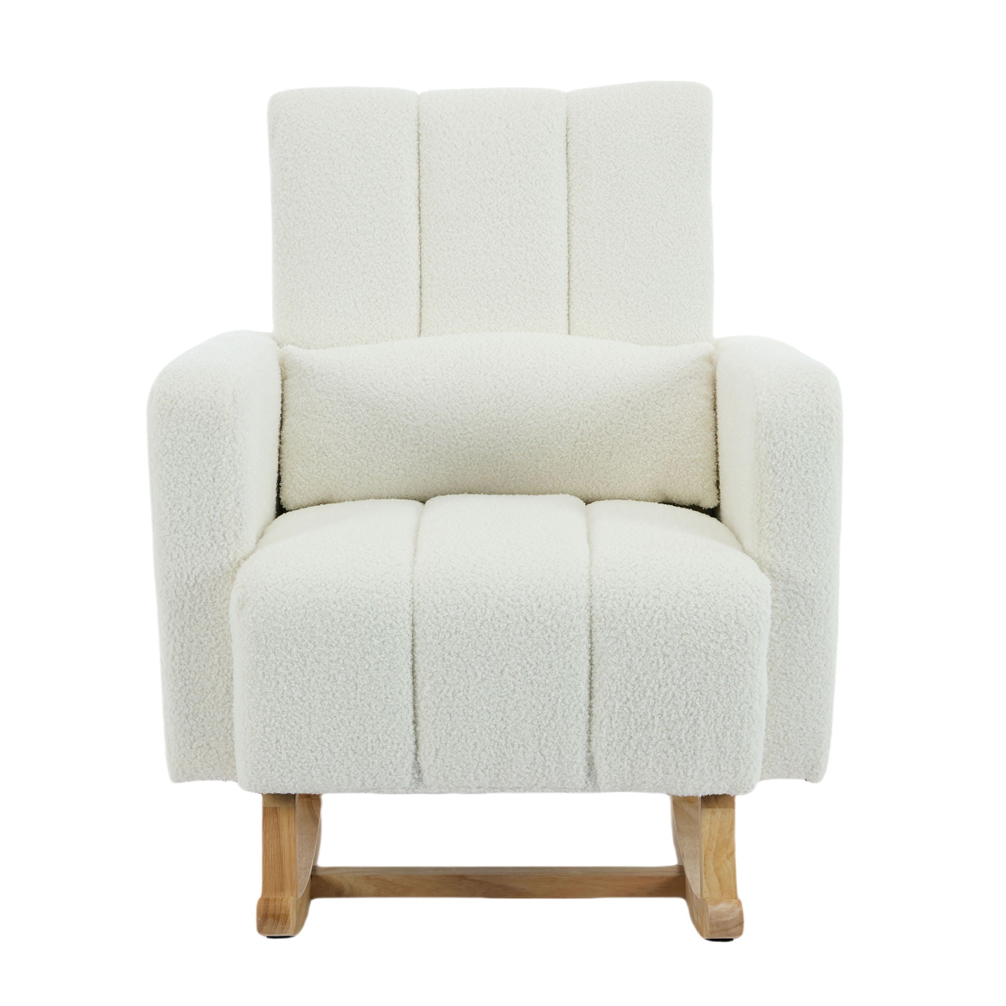 Accent Rocking Chair With Pillow, Spacious & Comfortable Seating For Living Room Or Bedroom - Cream White