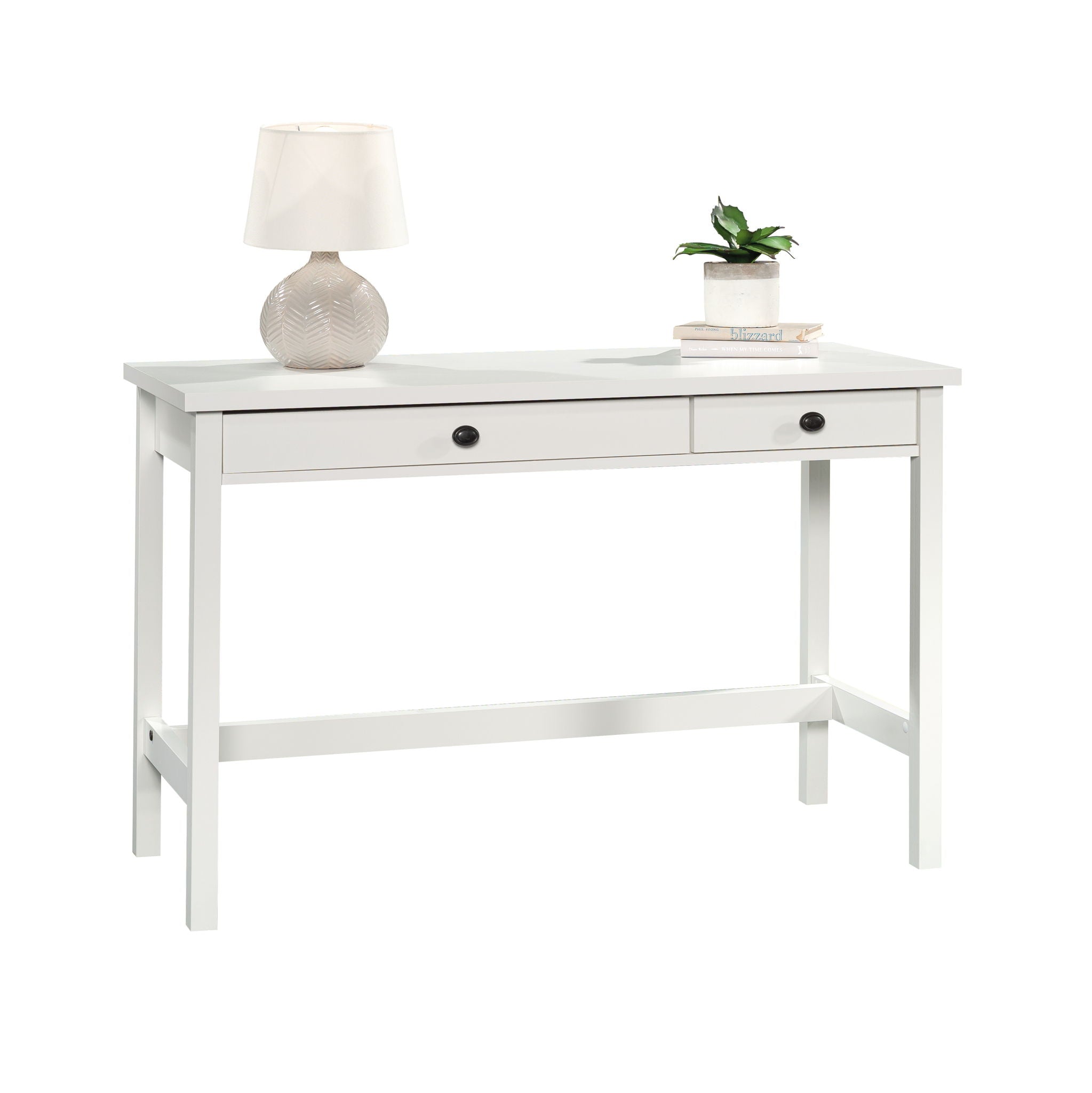 Rustic Writing Desk with Drawers in Soft White