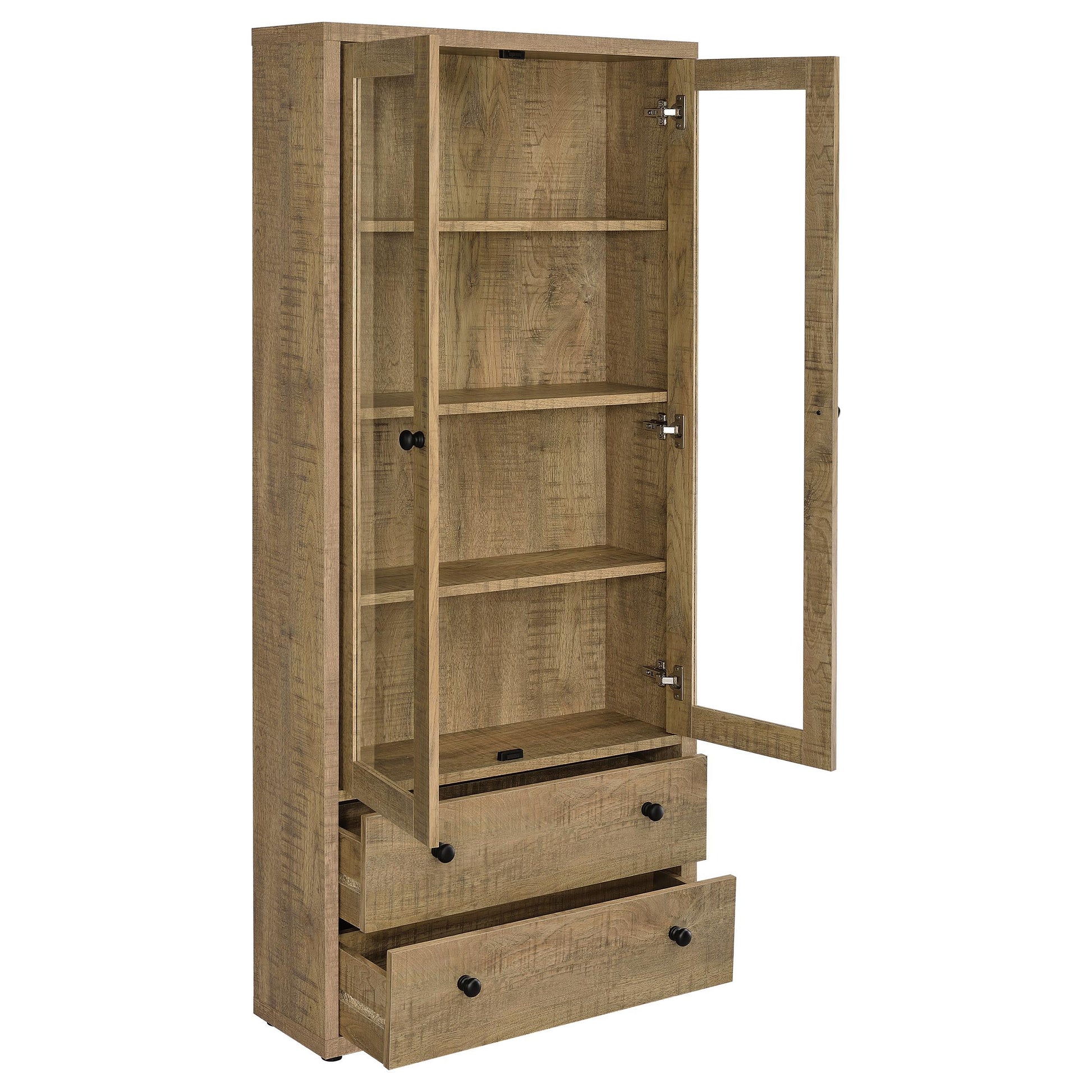 Coaster Fine Furniture Hawthorne - 4-Shelf Glass Door Tall Cabinet With Drawers | Meri Furniture