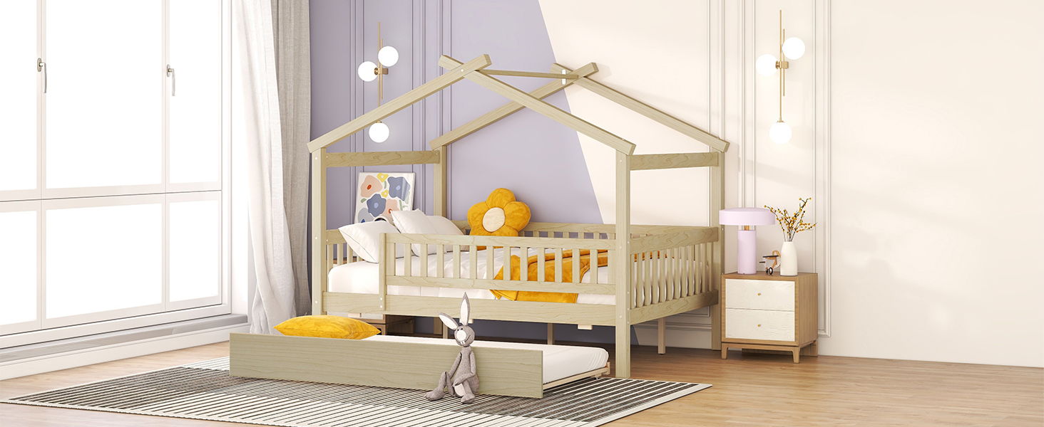 Creativity House Bed With Twin Size Trundle