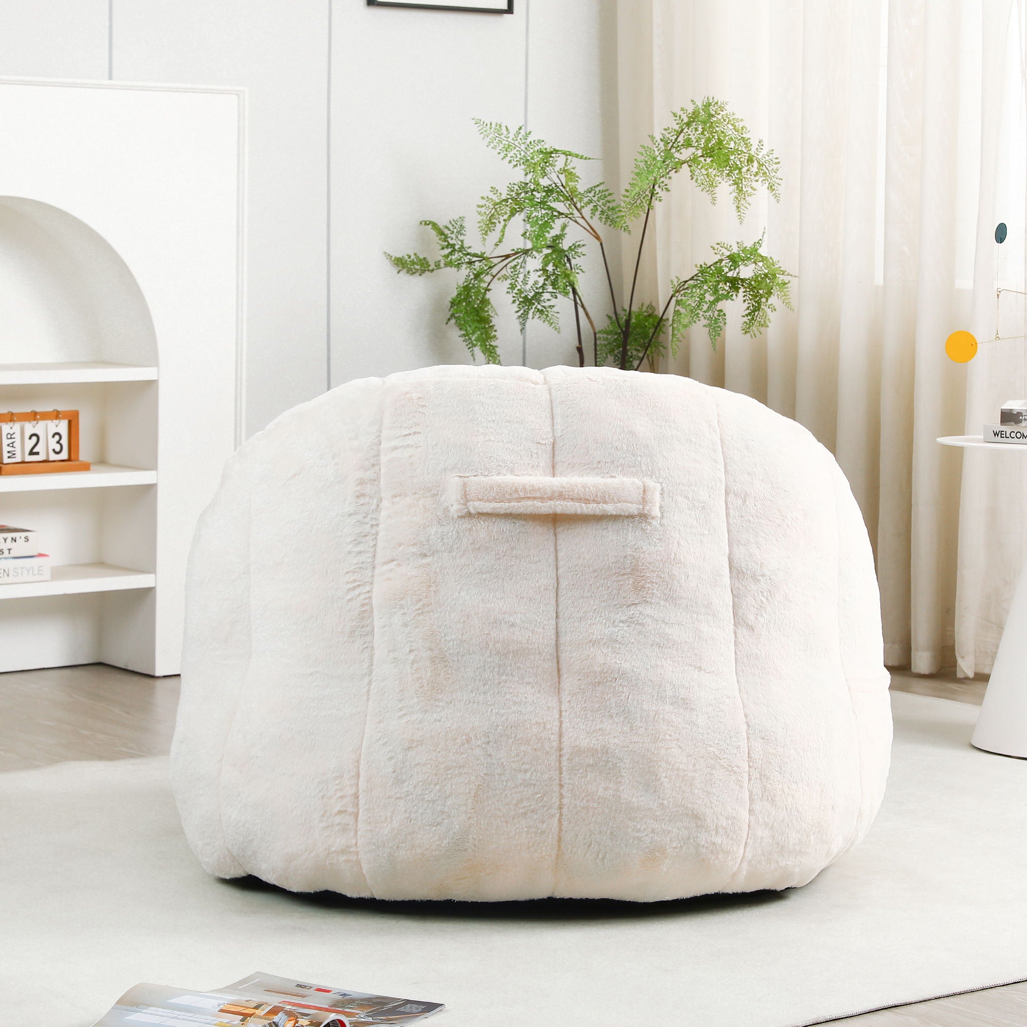 Beanbag Chair, Beanbag Sofa Chair With Armrests Stuffed High Density Foam