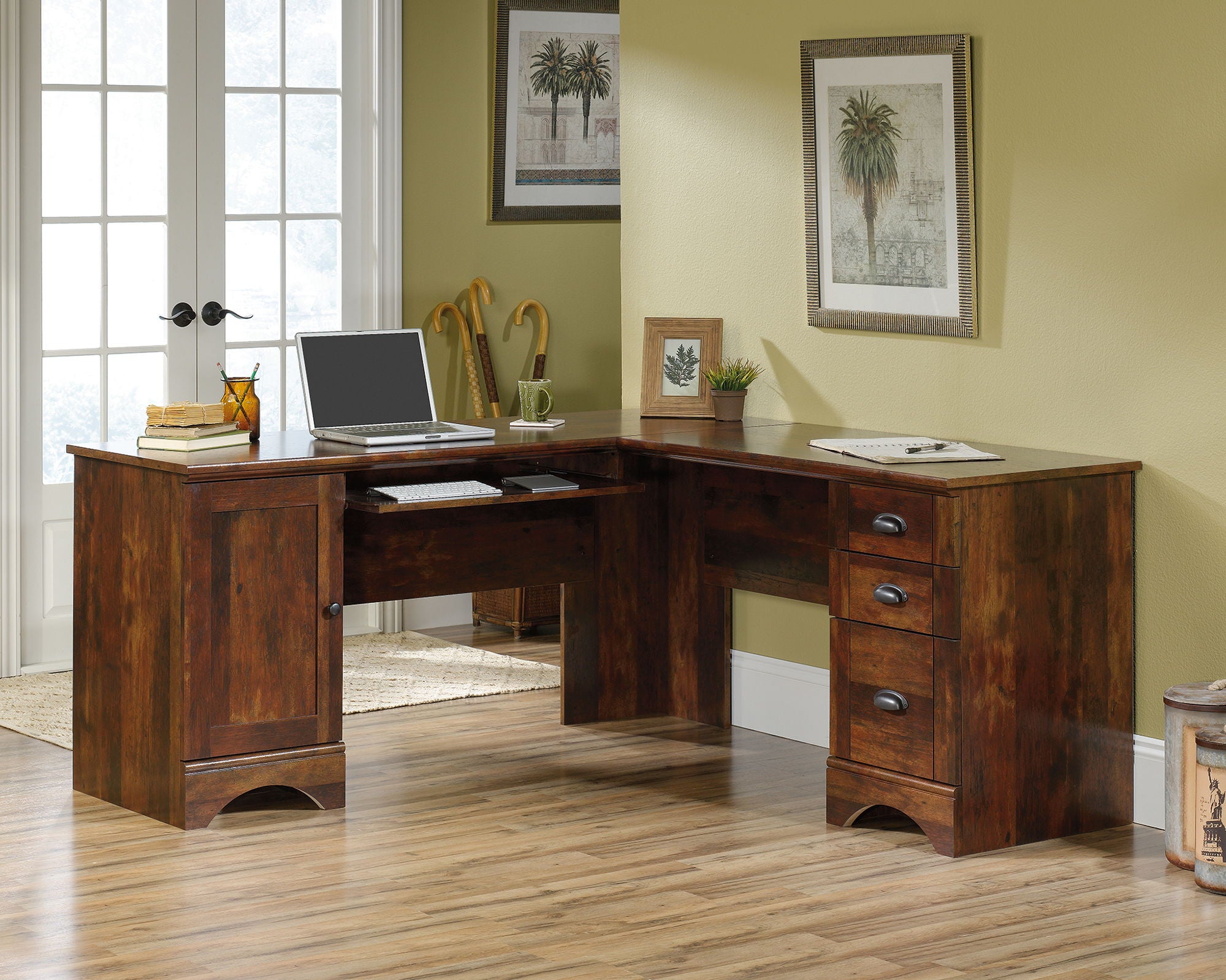 Harbor View Corner Computer Desk Curado Cherry