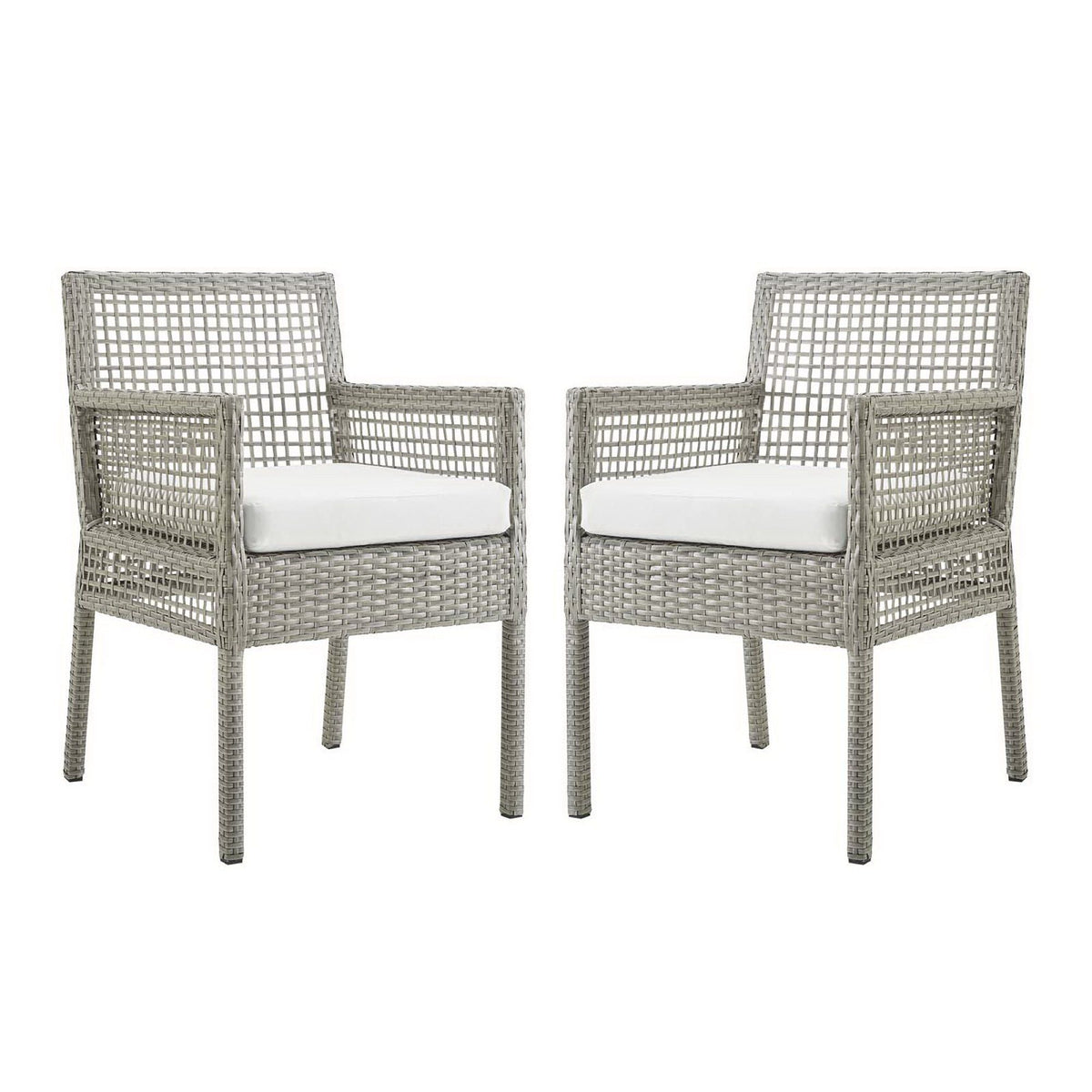 Aura Outdoor Patio Wicker Rattan Dining Armchair Set of 2 by Modway