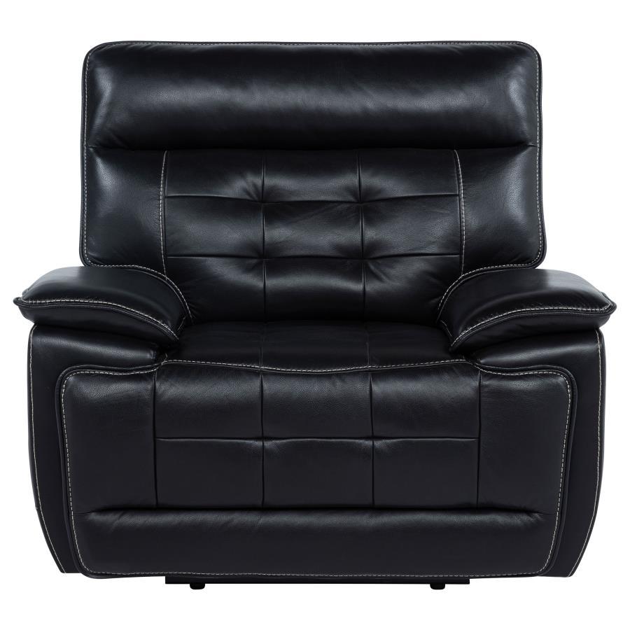Hewitt - Leather Upholstered Dual Power Recliner Chair - Black