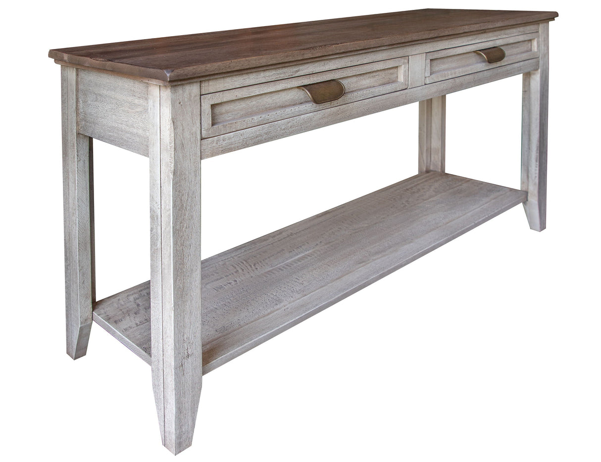 International Furniture Direct Sahara - 2 Drawers Sofa Table - Light Cream / Brown Caramel | Meri Furniture