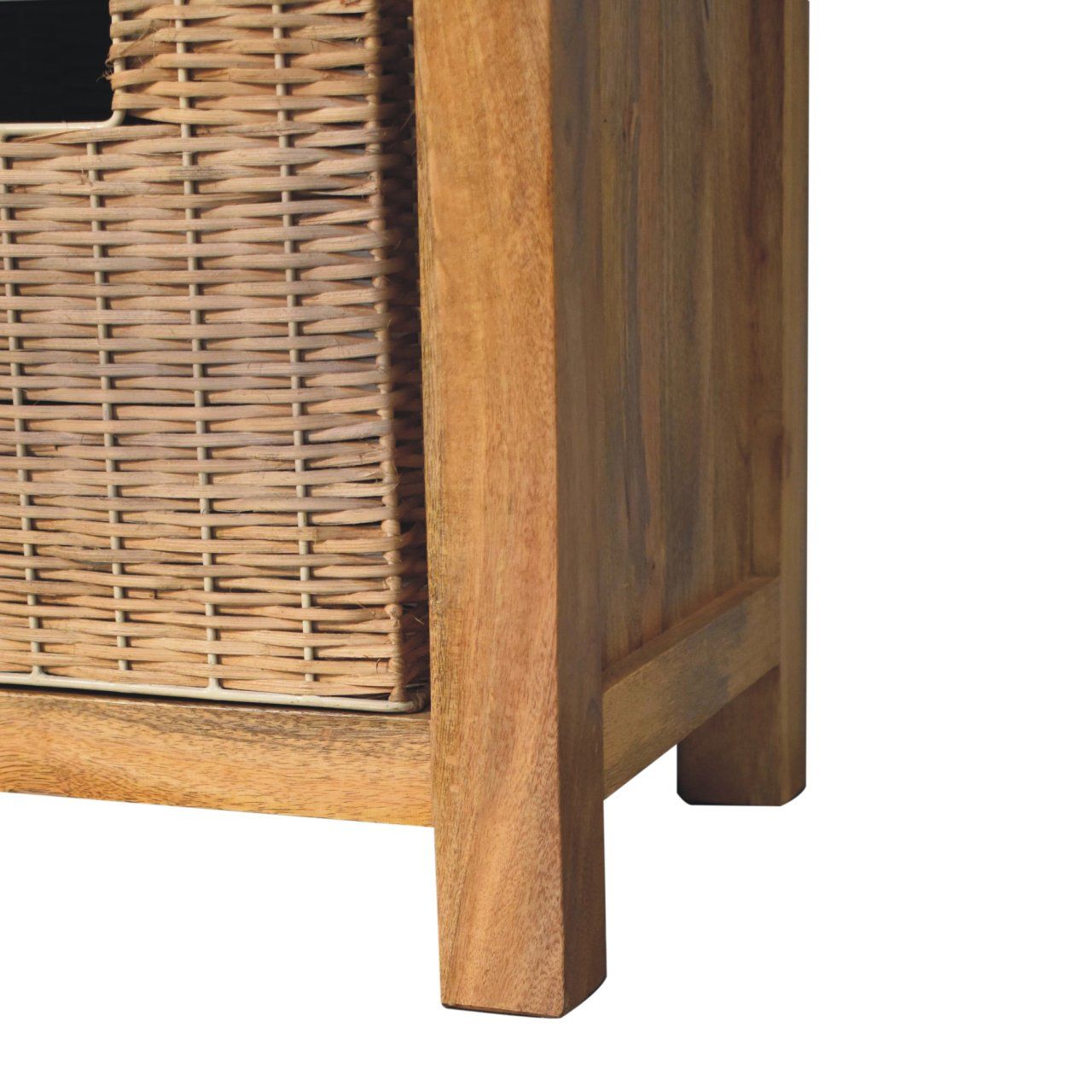 Rattan Basket Linen Bench - Brown