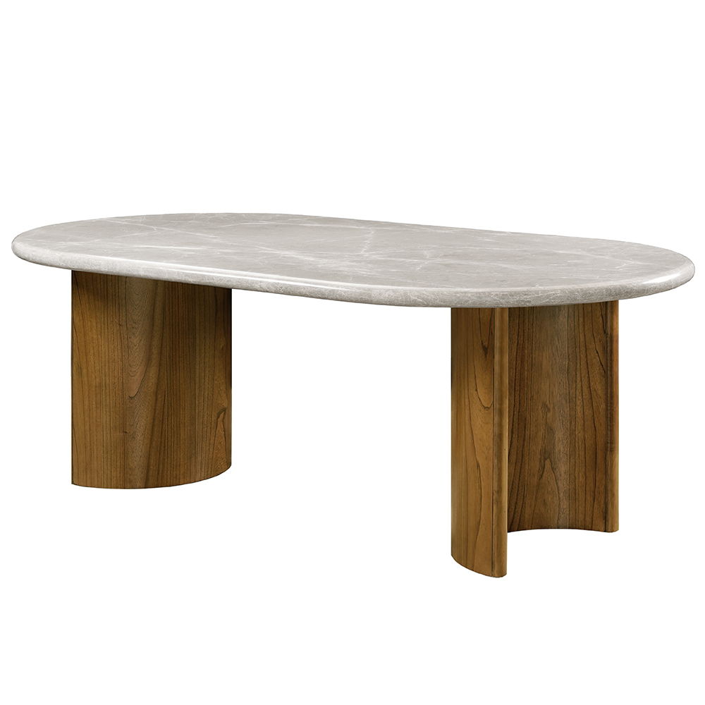 ACME Darcy - Dining Table - Natural Marble Top & Dark Walnut Finish | Meri Furniture
