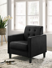 Hale 27.5"W Black Velvet Accent Armchair with Tufting