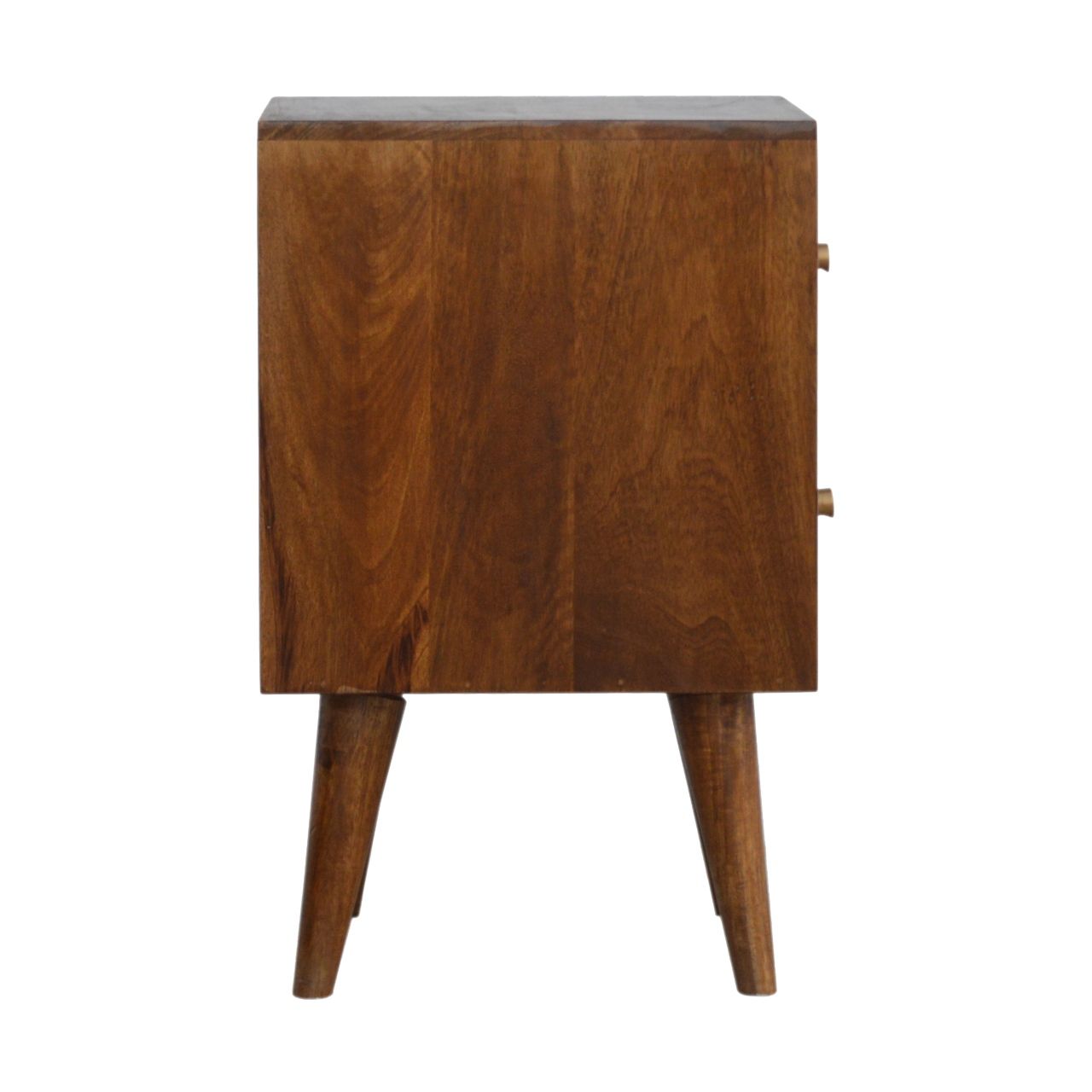 Cube Carved Bedside Table Nightstand - Chestnut