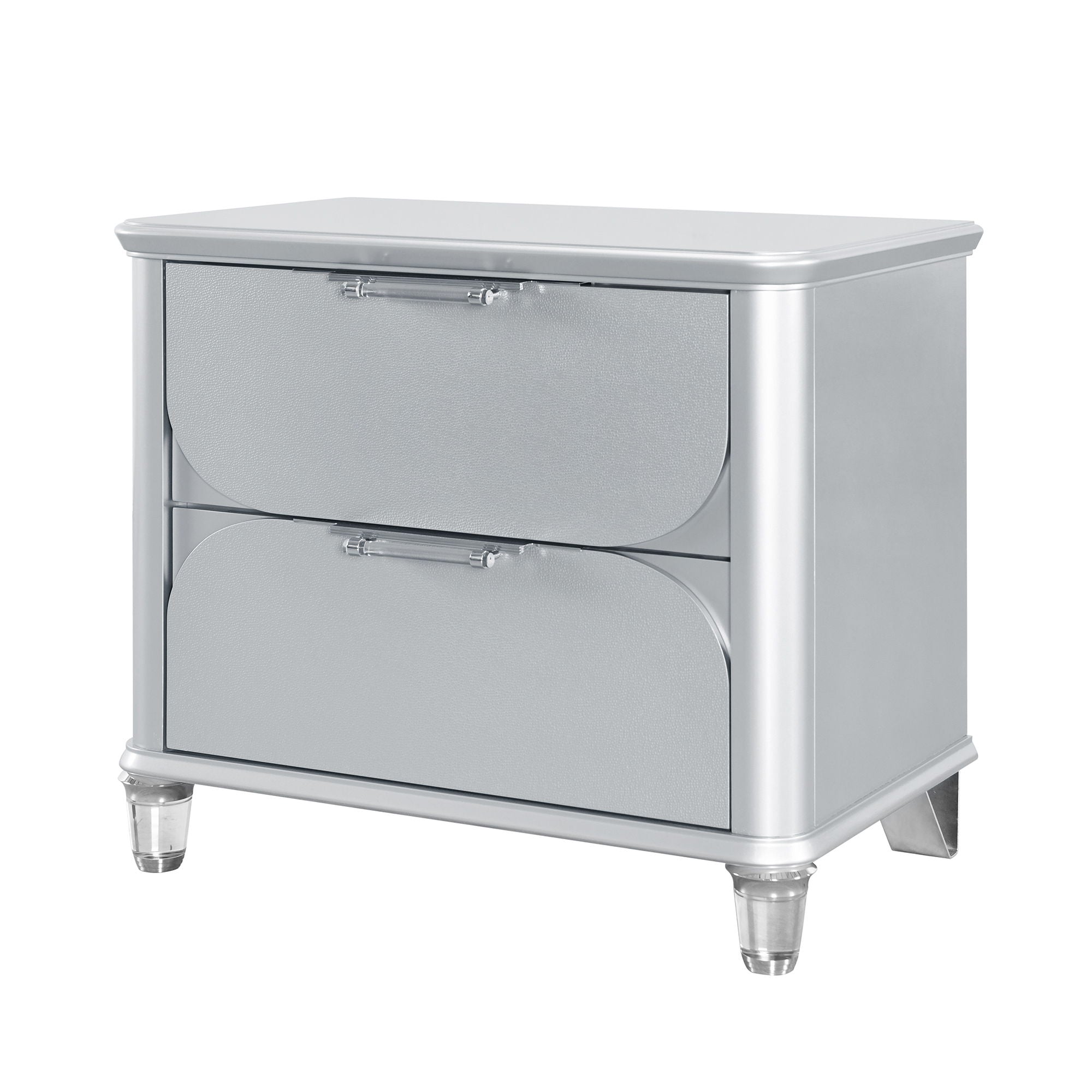 Laura - Nightstand With Sleek Frame And Fronts - Silver