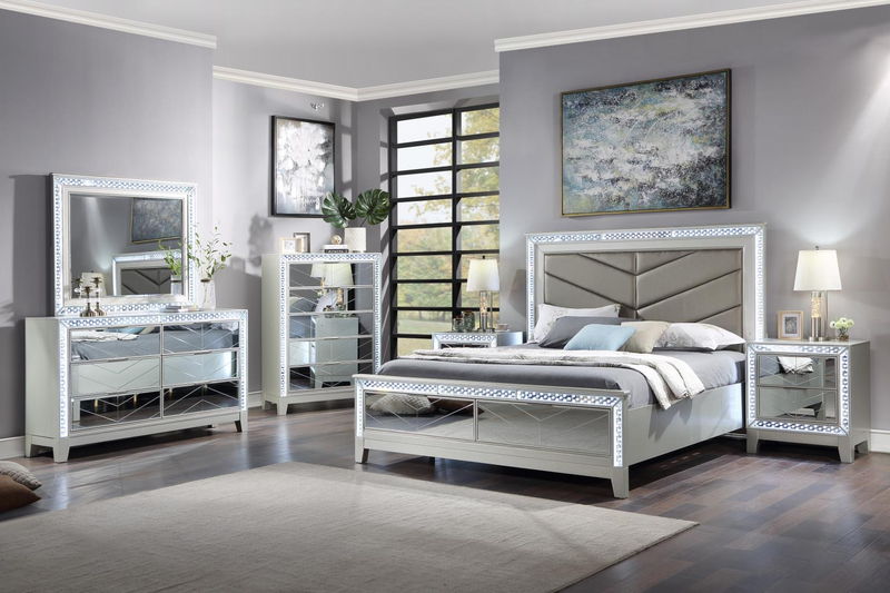 B030 - LED Dresser - Platinum Silver