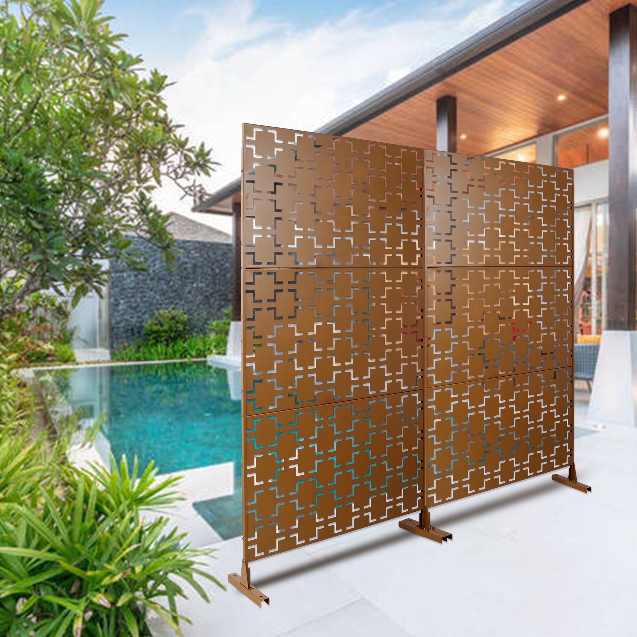 Outdoor & Indoor Metal Privacy Freestanding Decorative Screen