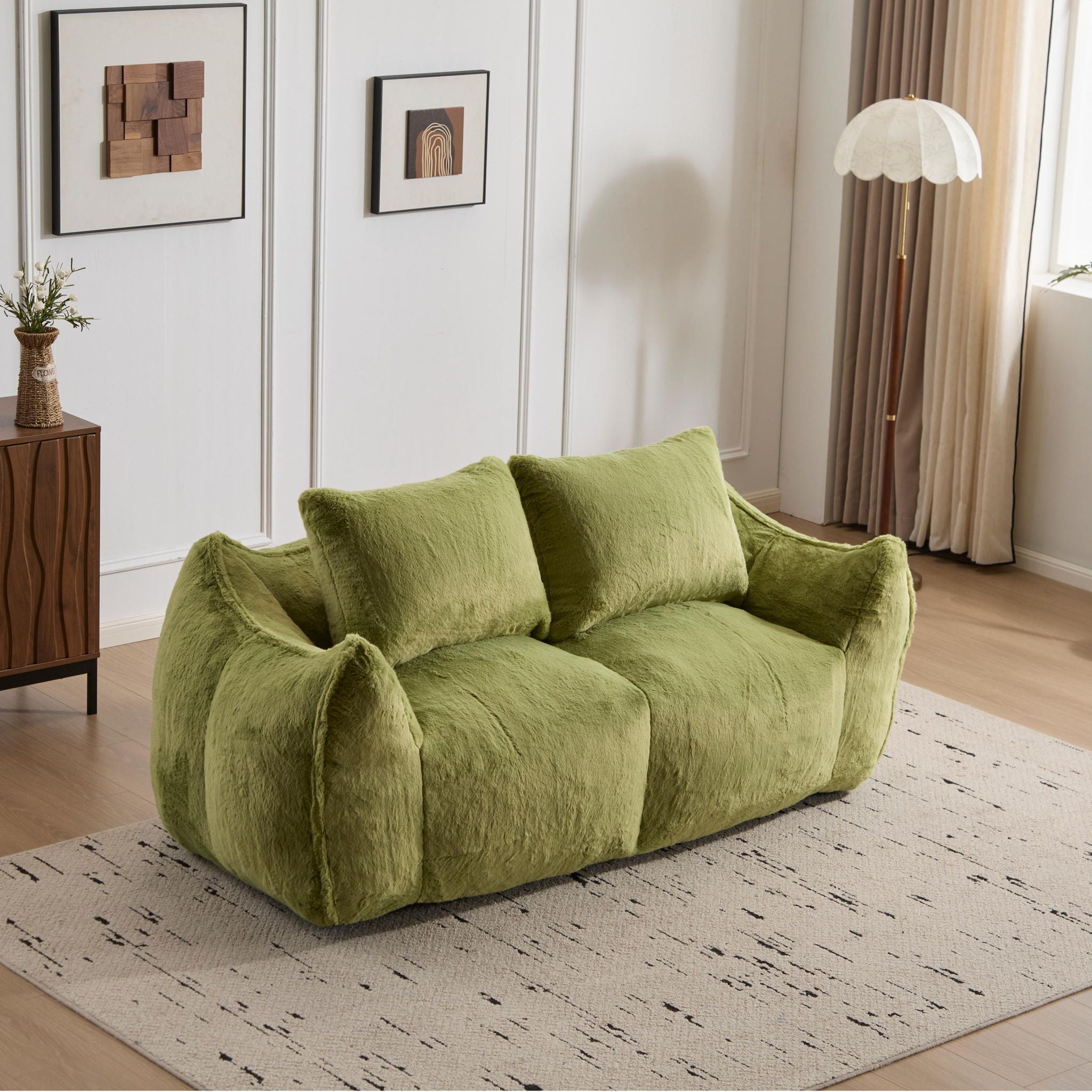 Giant Bean Bag Couch, Ultra Soft Fluffy Loveseat For Living Room