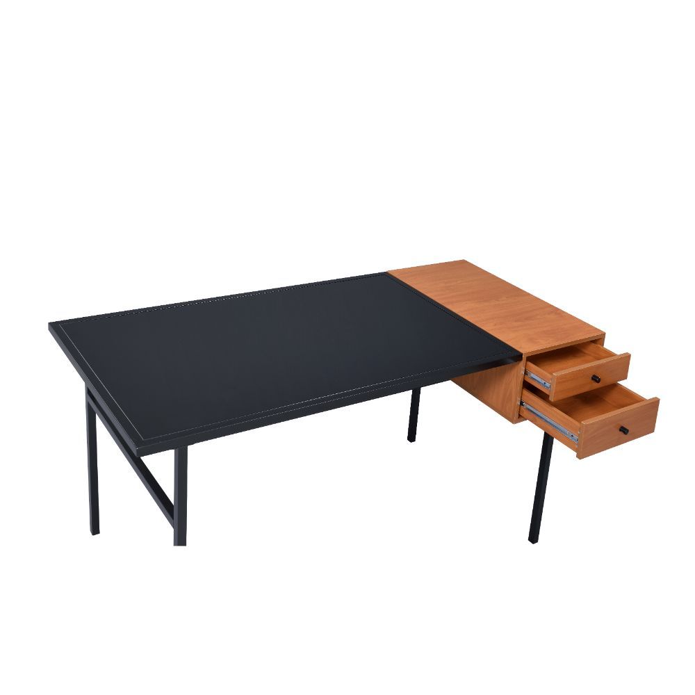 ACME Oaken - Desk - Honey Oak & Black | Meri Furniture