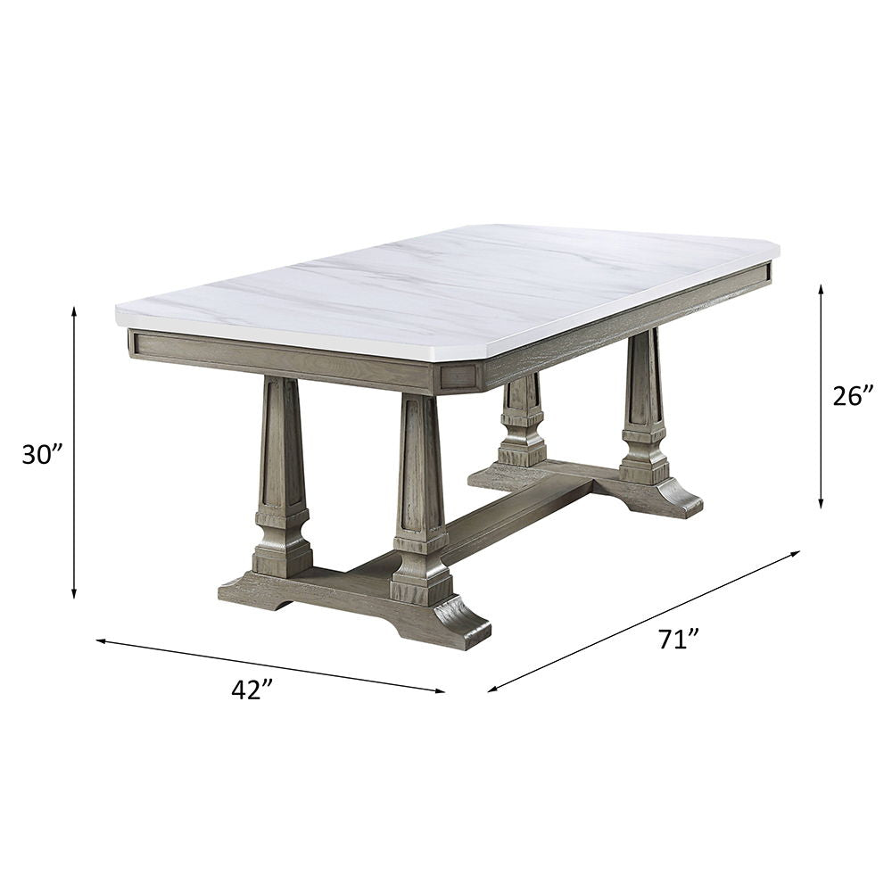 Zumala - Dining Table - Marble Top & Weathered Oak
