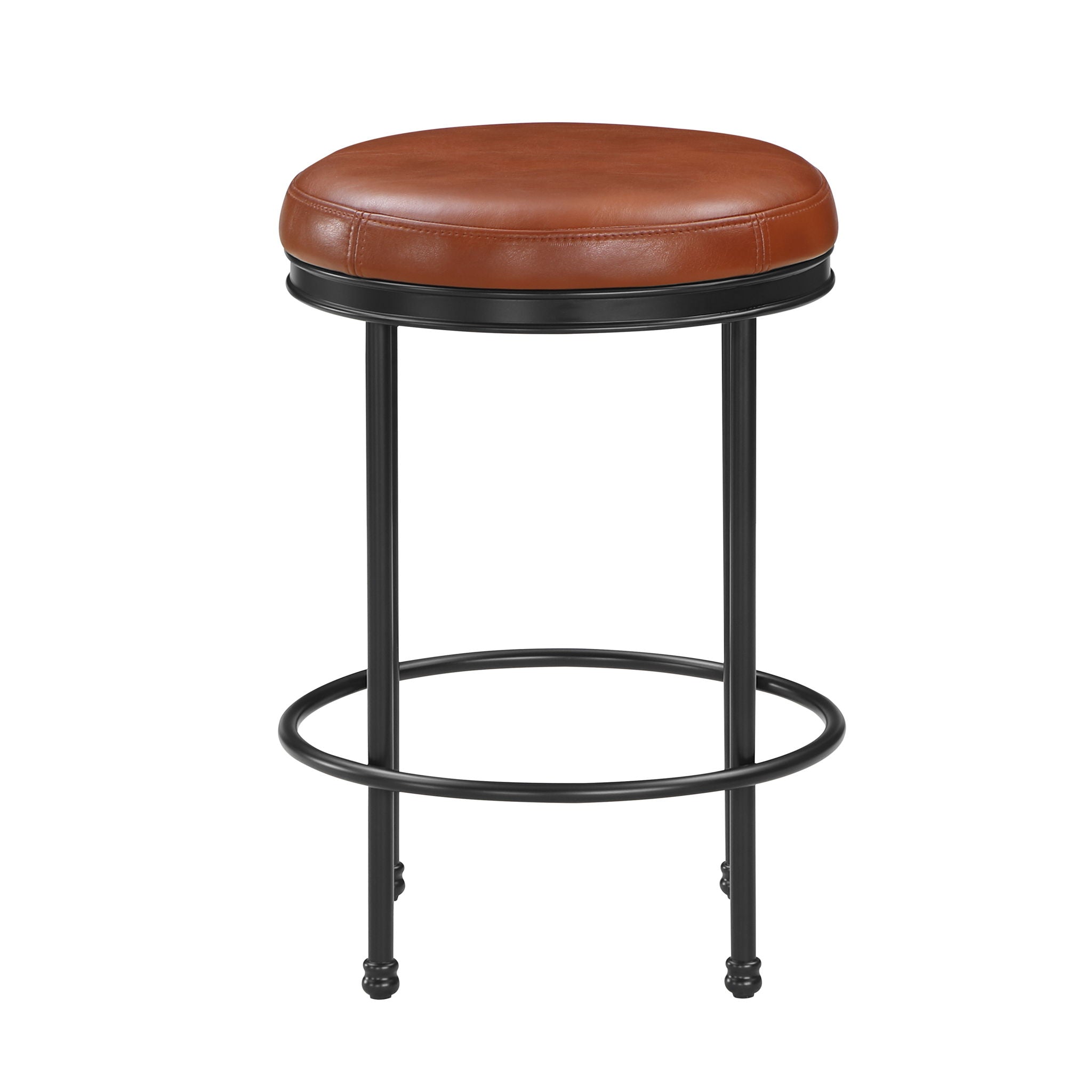 Michael - Backless Counter Height Stool With Padded Seat And Powder Coated Frame - Caramel