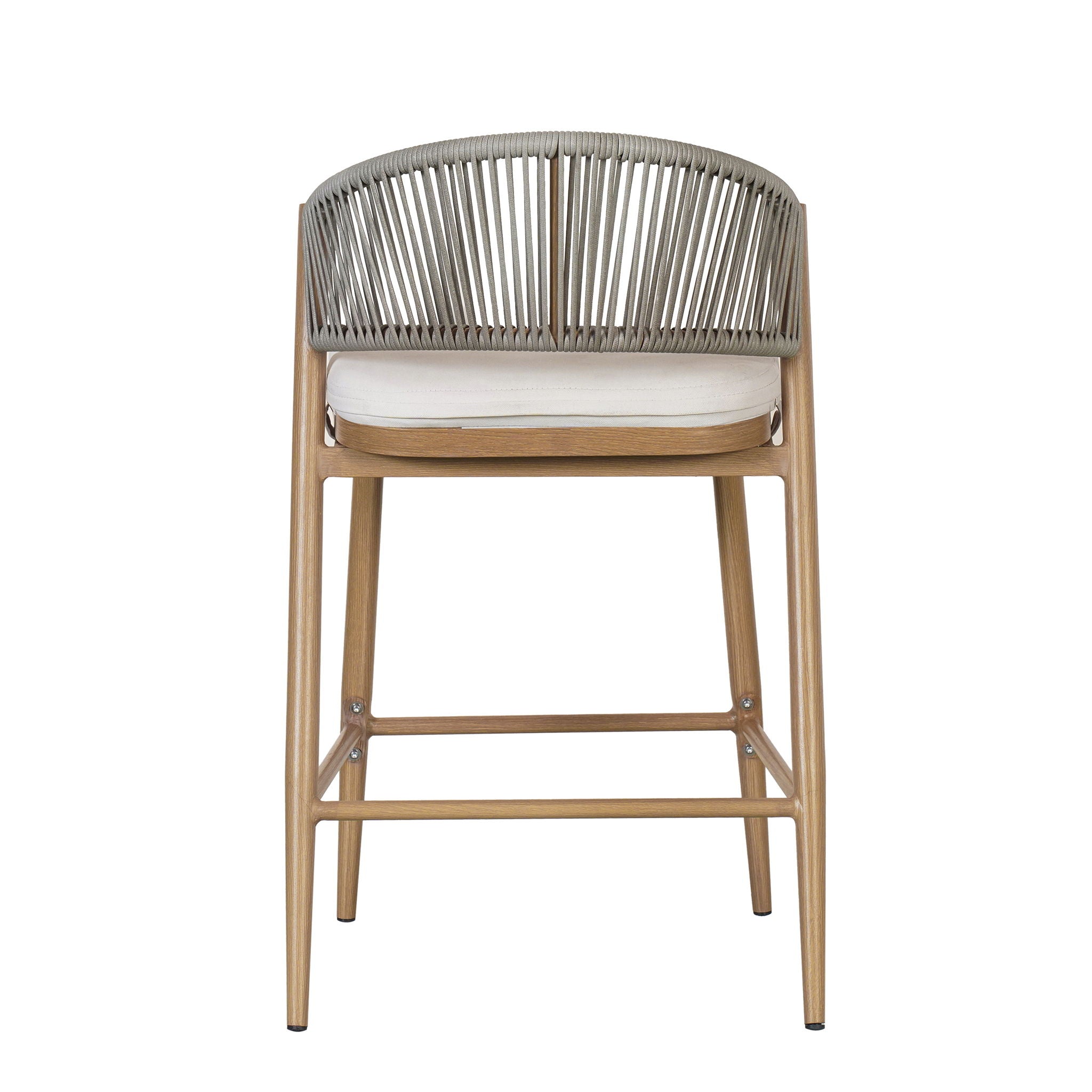 Outdoor 26" Counter Height Metal Frame Counter Stools With Scallop Shaped Backrest & Water Resistant Cushions