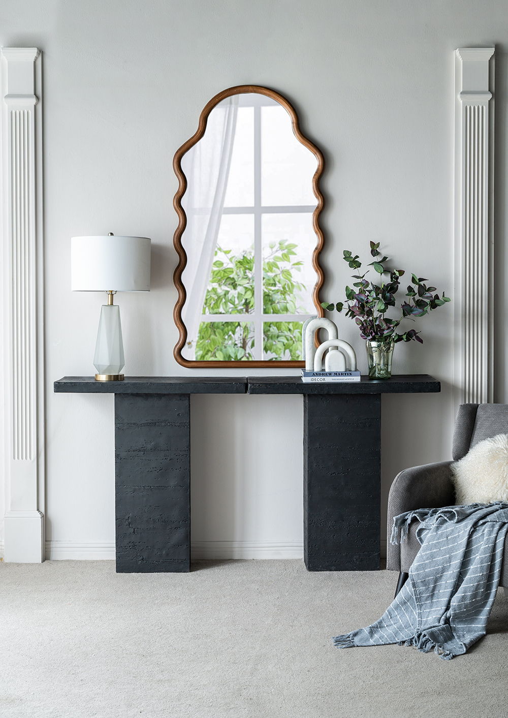 Wood Mirror With Unique Frame - Brown