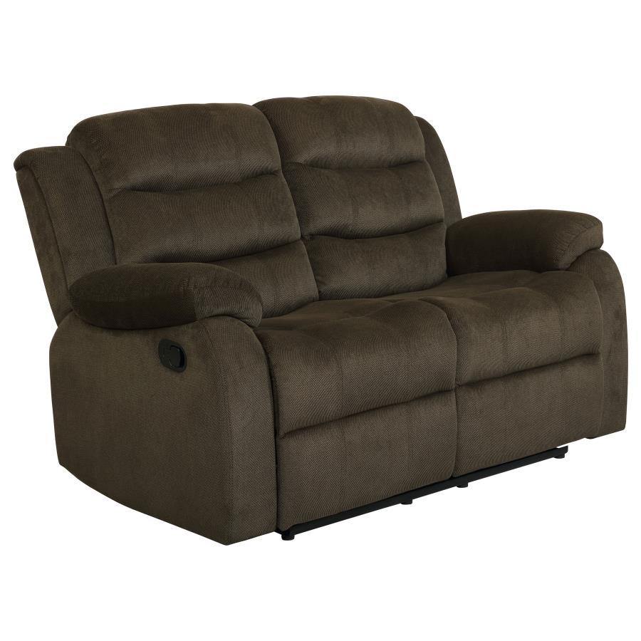 Coaster Fine Furniture Rodman - Upholstered Padded Arm Reclining Loveseat - Olive Brown | Meri Furniture