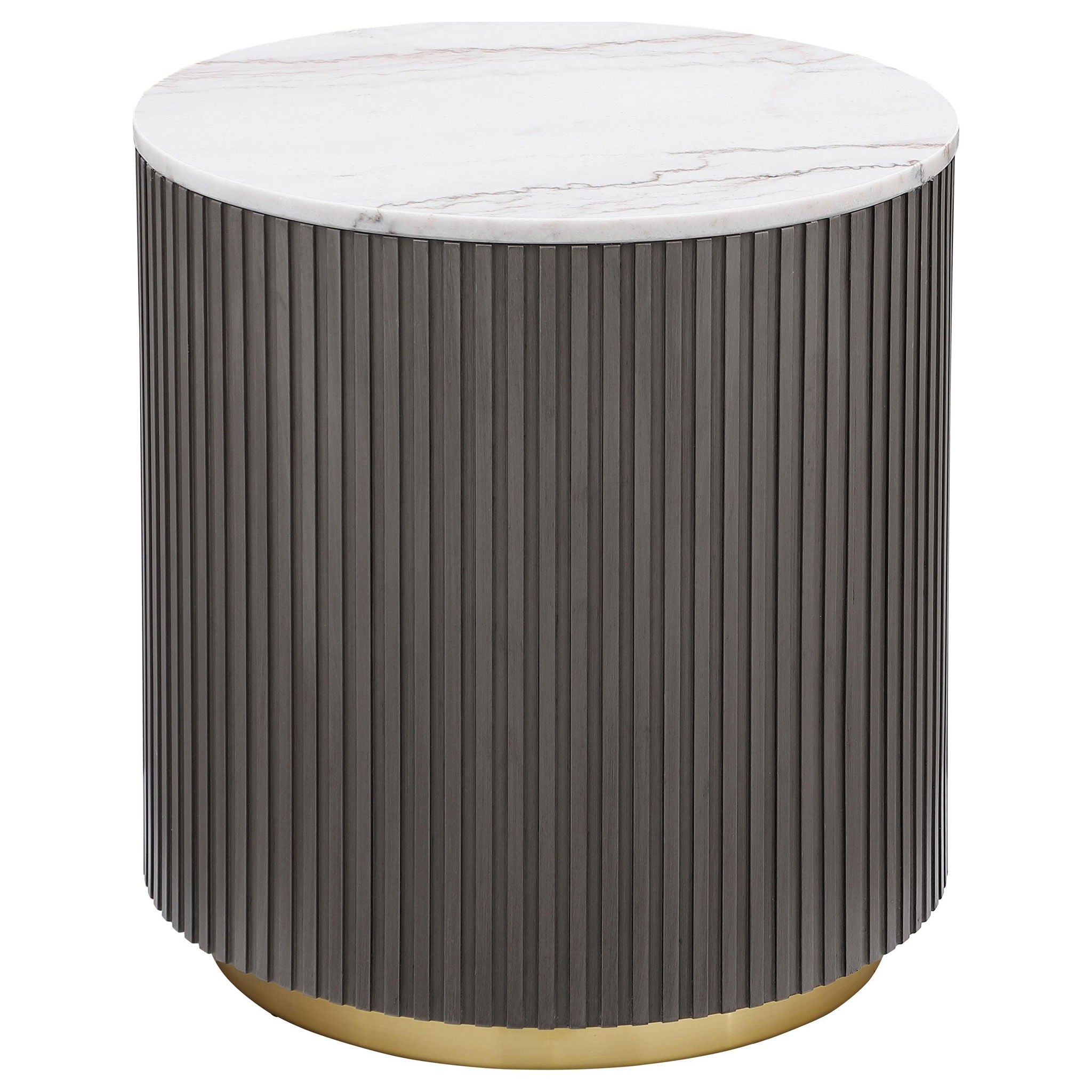 Jason 2-piece Round White Marble Coffee Table Set Charcoal