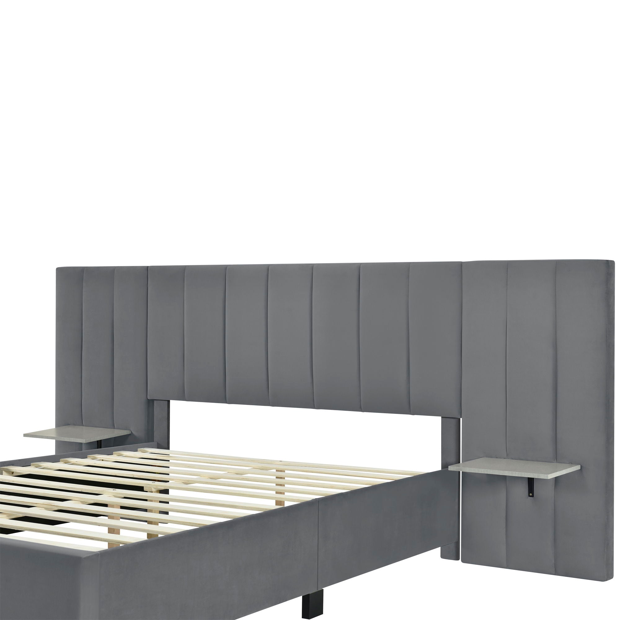 Upholstered Platform Bed With Big Headboard