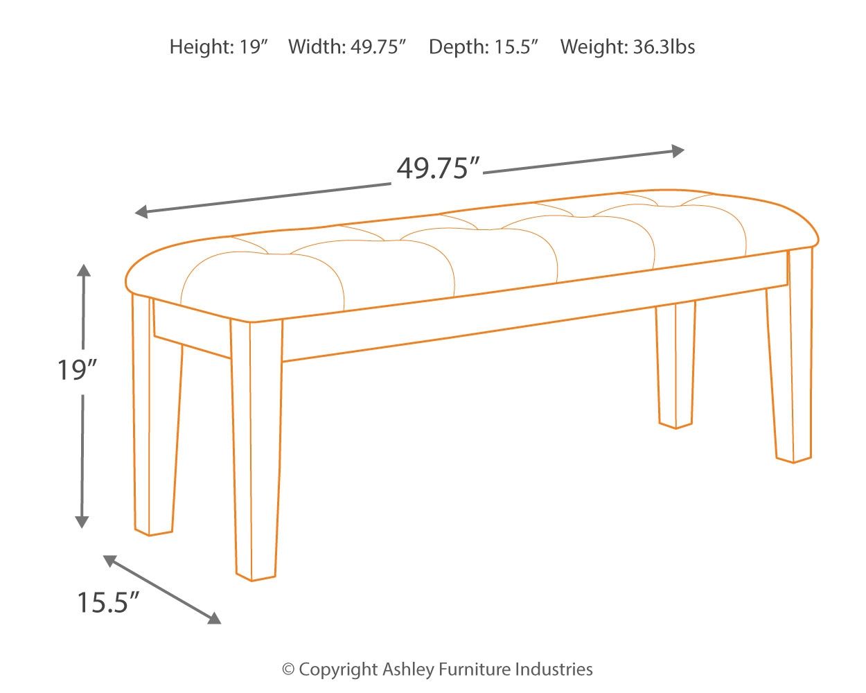 Signature Design by Ashley® Ralene - Medium Brown - Large Uph Dining Room Bench | Meri Furniture