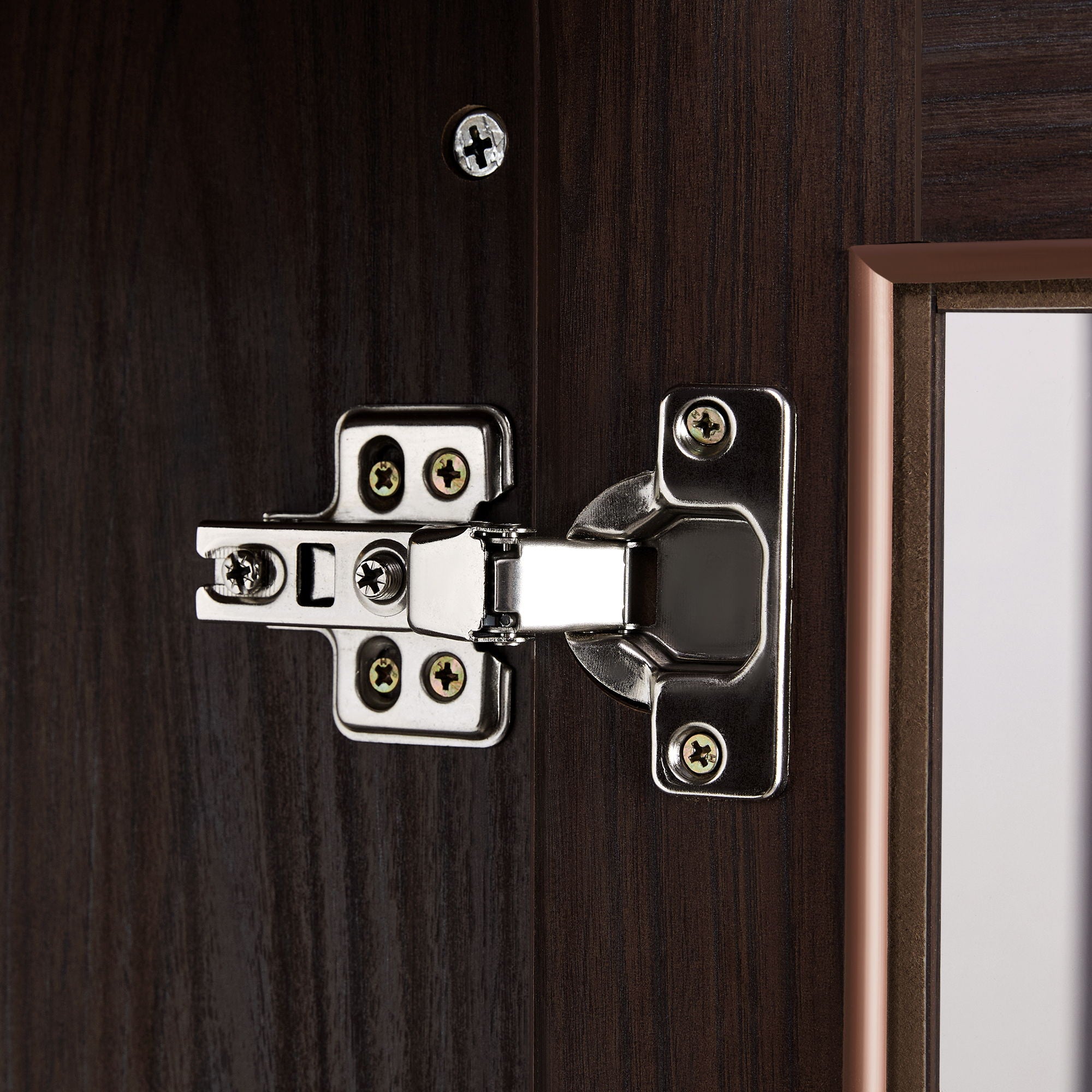 Modern Style Tall Display Cabinet With LED Lighting, Tempered Glass Door, 2 Drawers