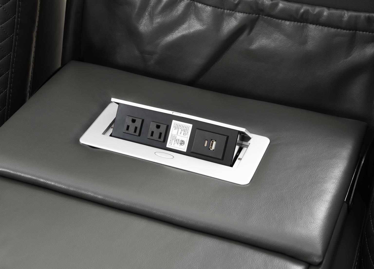 U93 - LED Power Reclining With Power Headrest, Bluetooth Speaker, And Drop Down Table Loveseat - Dark Gray