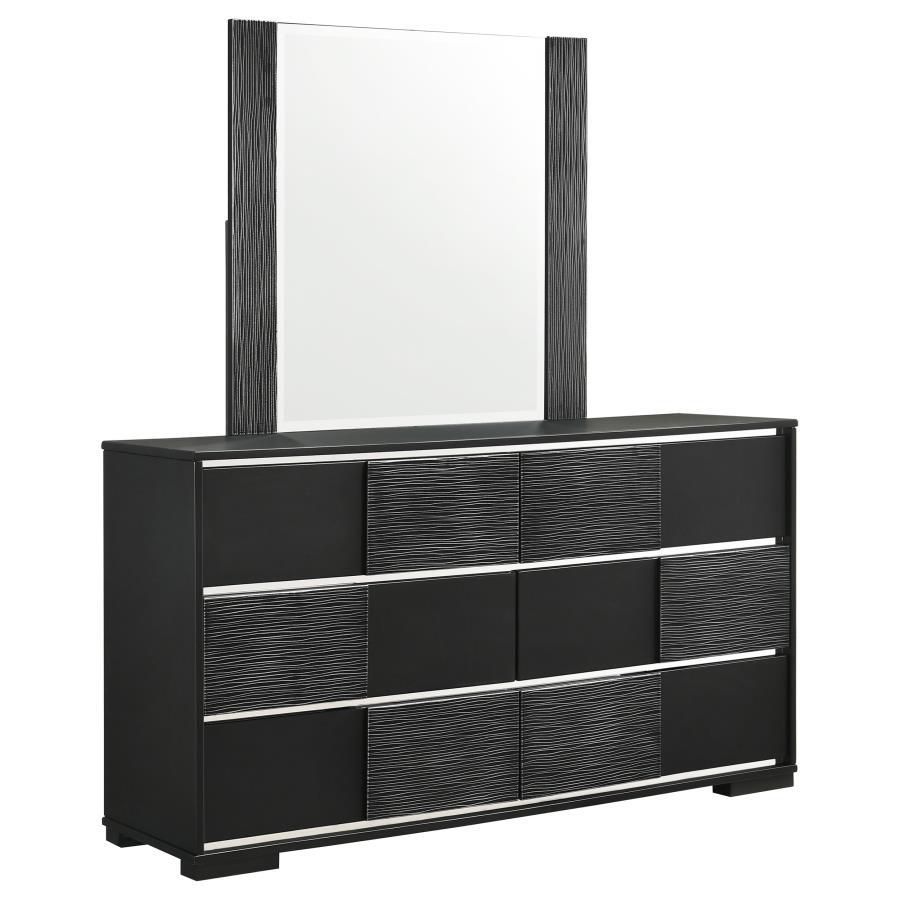 Coaster Fine Furniture Blacktoft - 6-Drawer Dresser With Mirror - Black | Meri Furniture