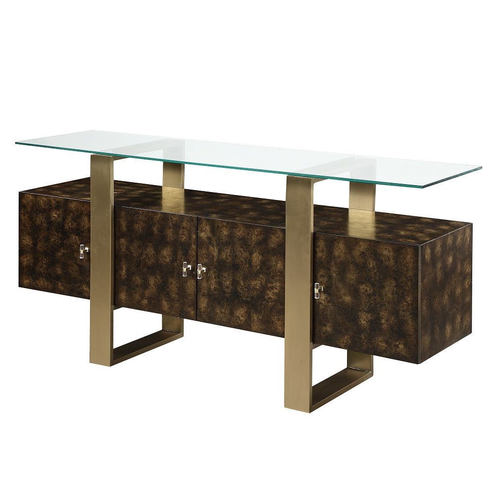 ACME Mabyn - Console Cabinet - Brass & Antique Brown | Meri Furniture