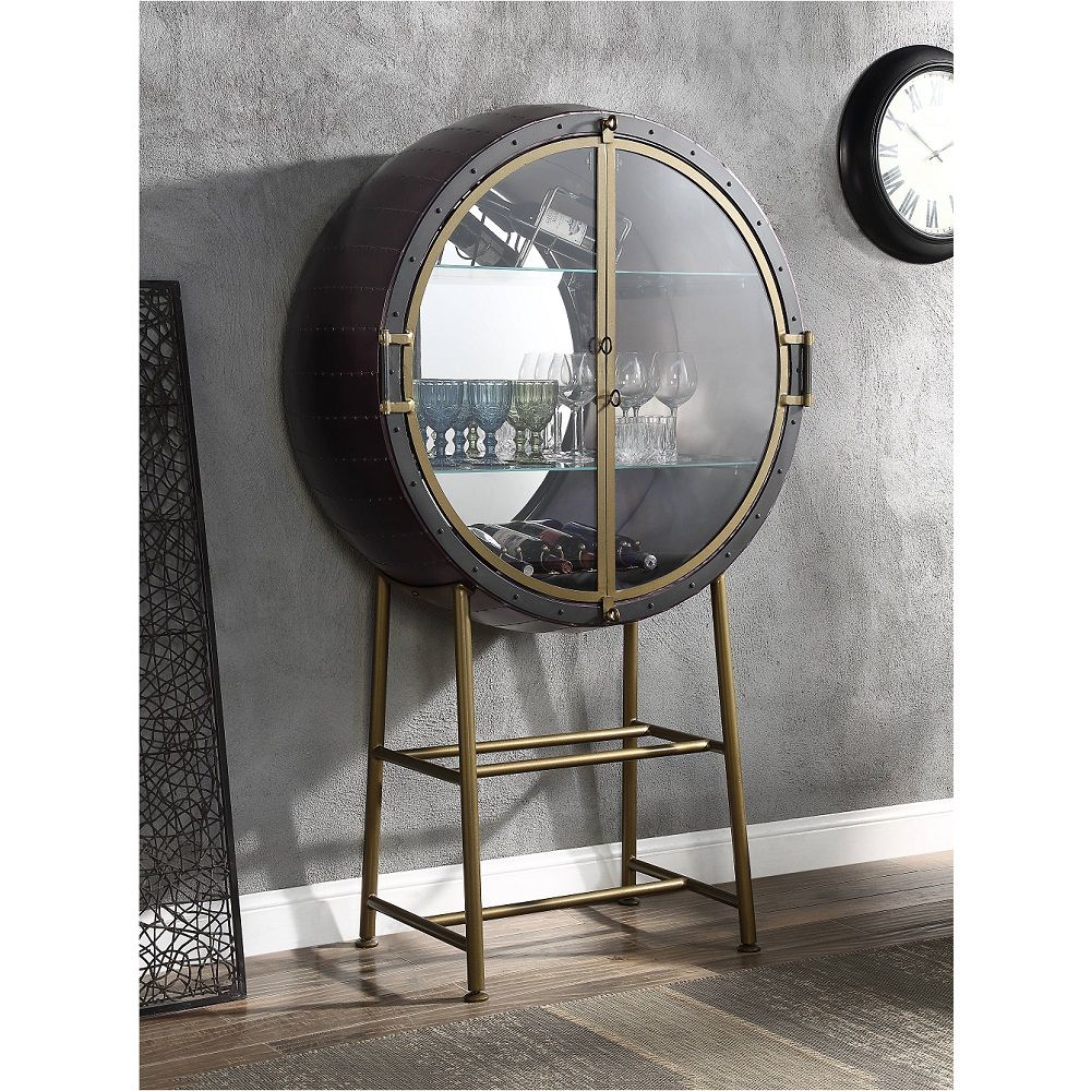 ACME Nilsa - Wine Cabinet - Aluminum | Meri Furniture