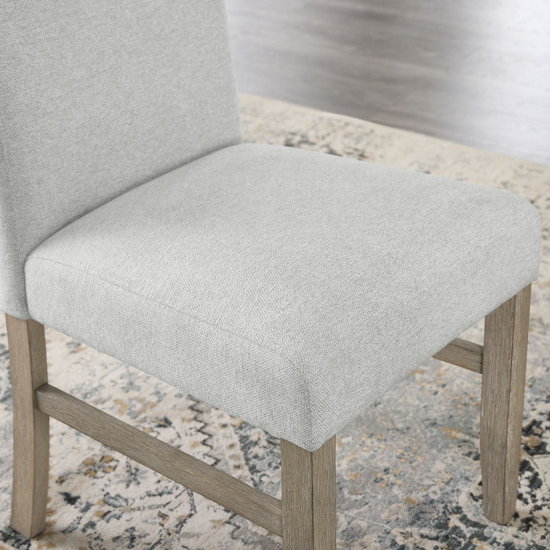Tabitha Set of 2 Light Oak Finish Dining Side Chairs with Light Gray Fabric