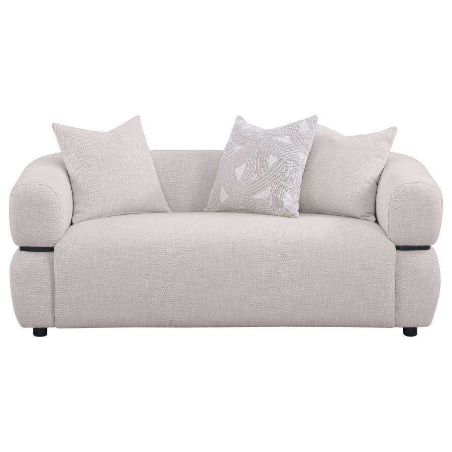Jeanette - 73" Fabric Upholstered Round Arm Loveseat - Beige
