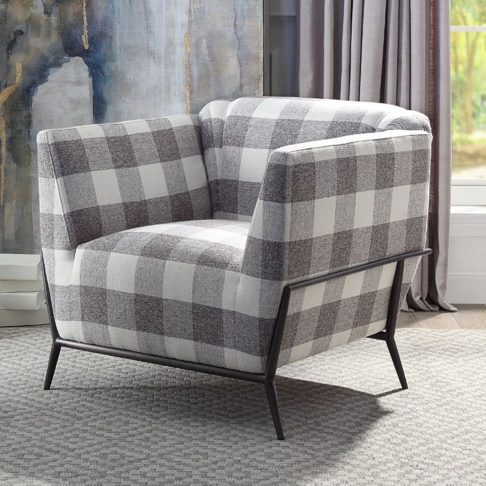 ACME Niamey II - Accent Chair - Pattern Fabric & Metal | Meri Furniture