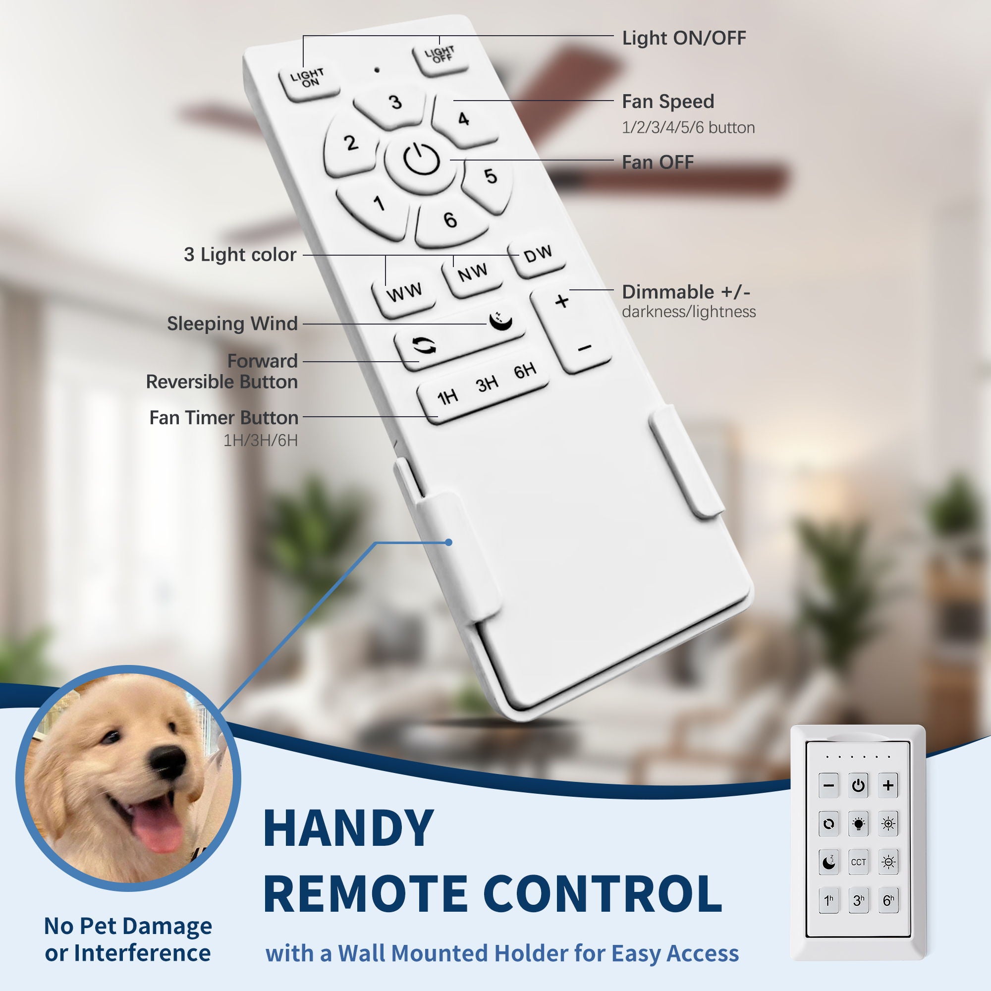 Flush Mount Ceiling Fans With LED Light And Remote Control, 5 Blades