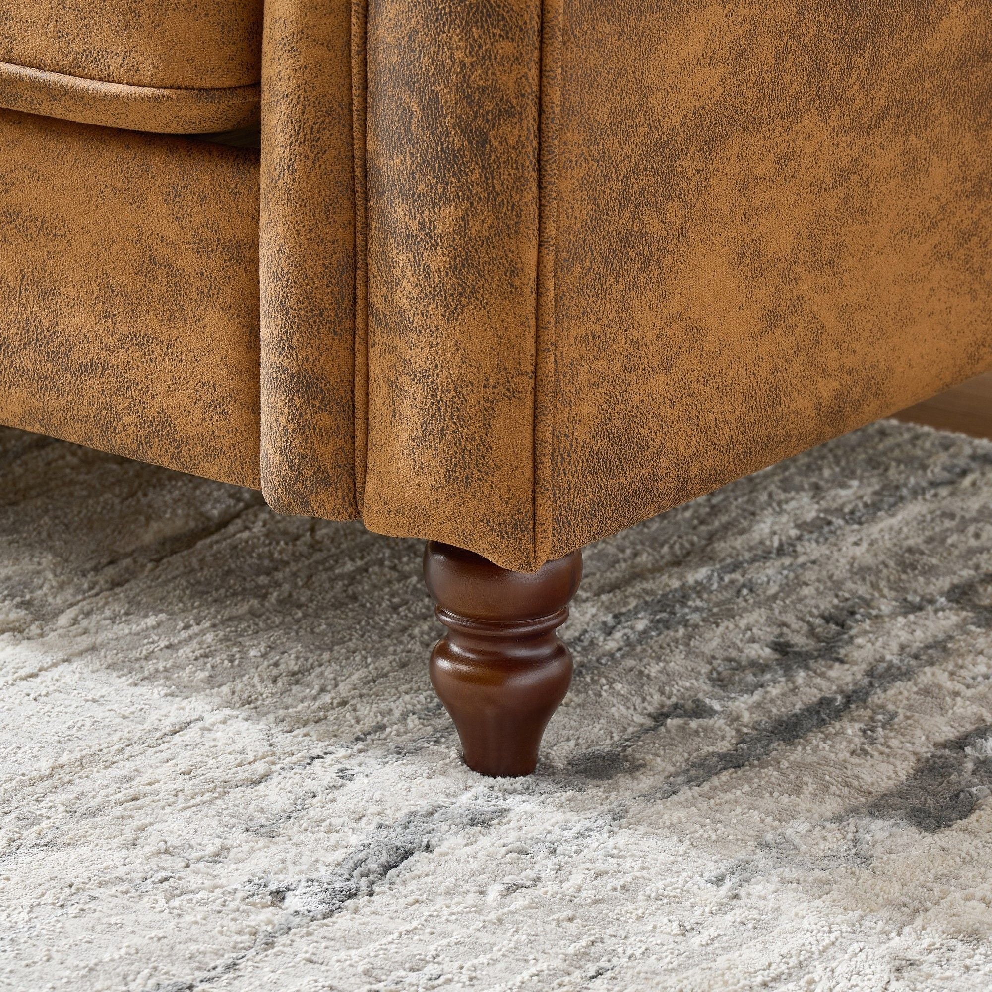 Chesterfield 3 And 3 Seater Sofa Set High Tech Fabric Roll Armrest Upholstered Couch