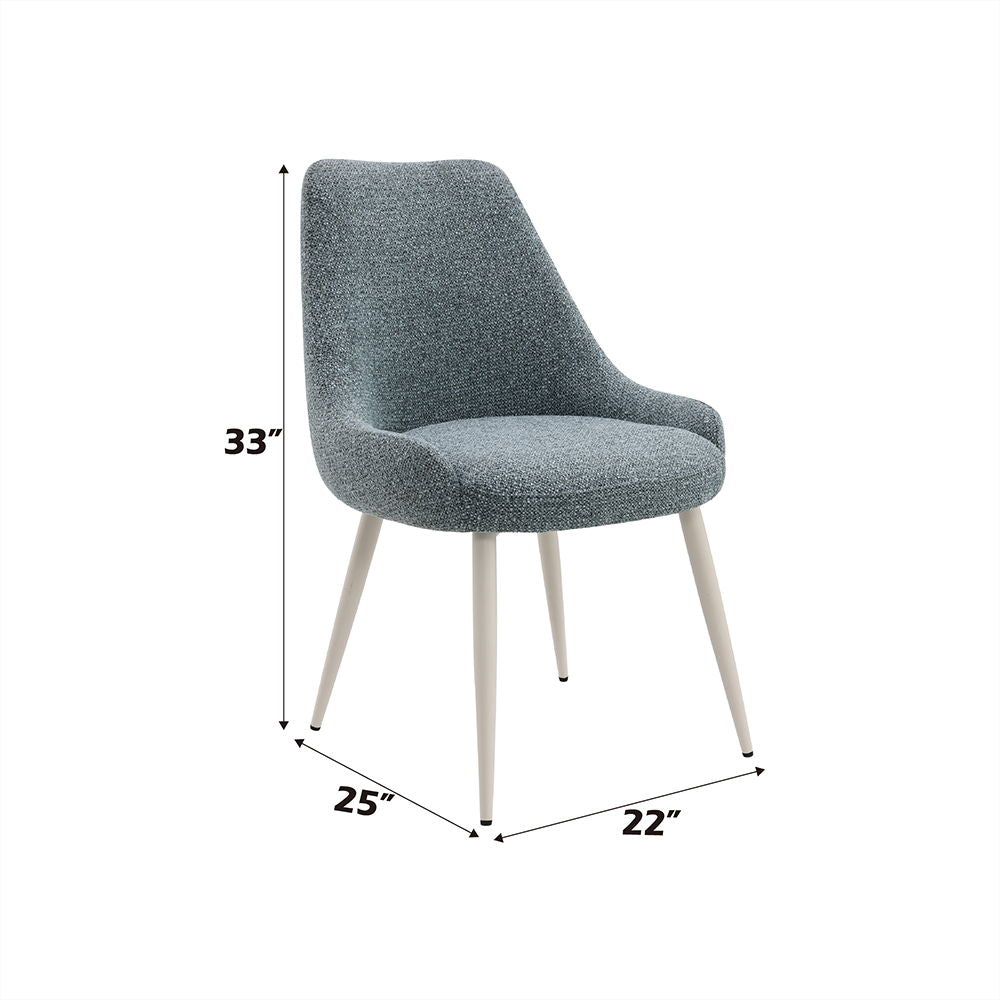 Laela - Side Chair Set of 2) - Light Blue Boucle & White