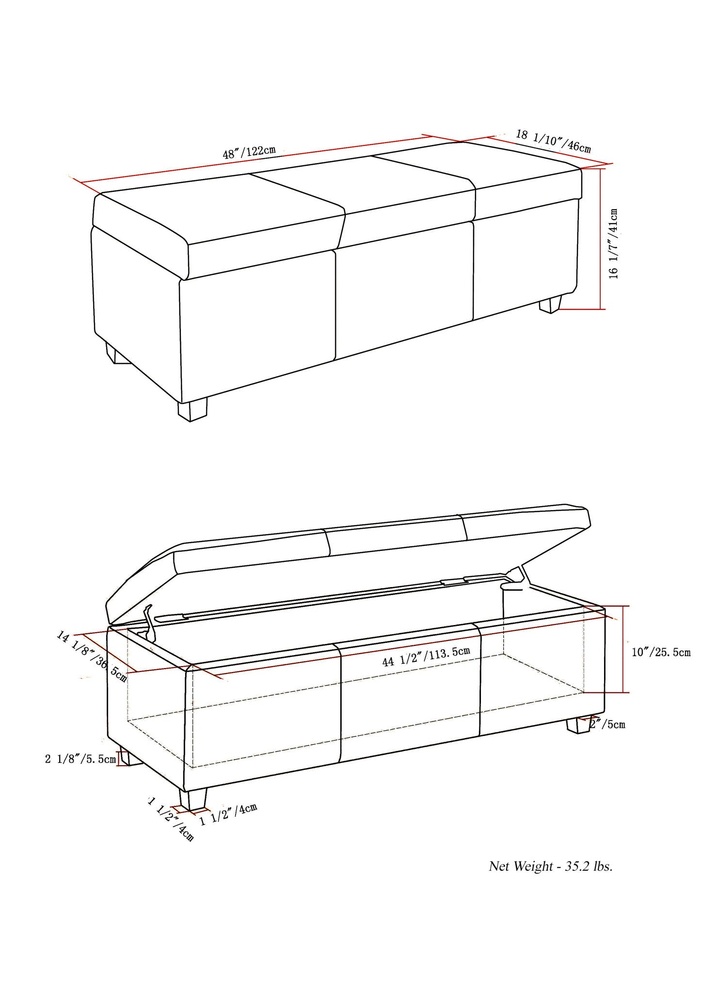 Avalon - Multifunctional Storage Ottoman Bench