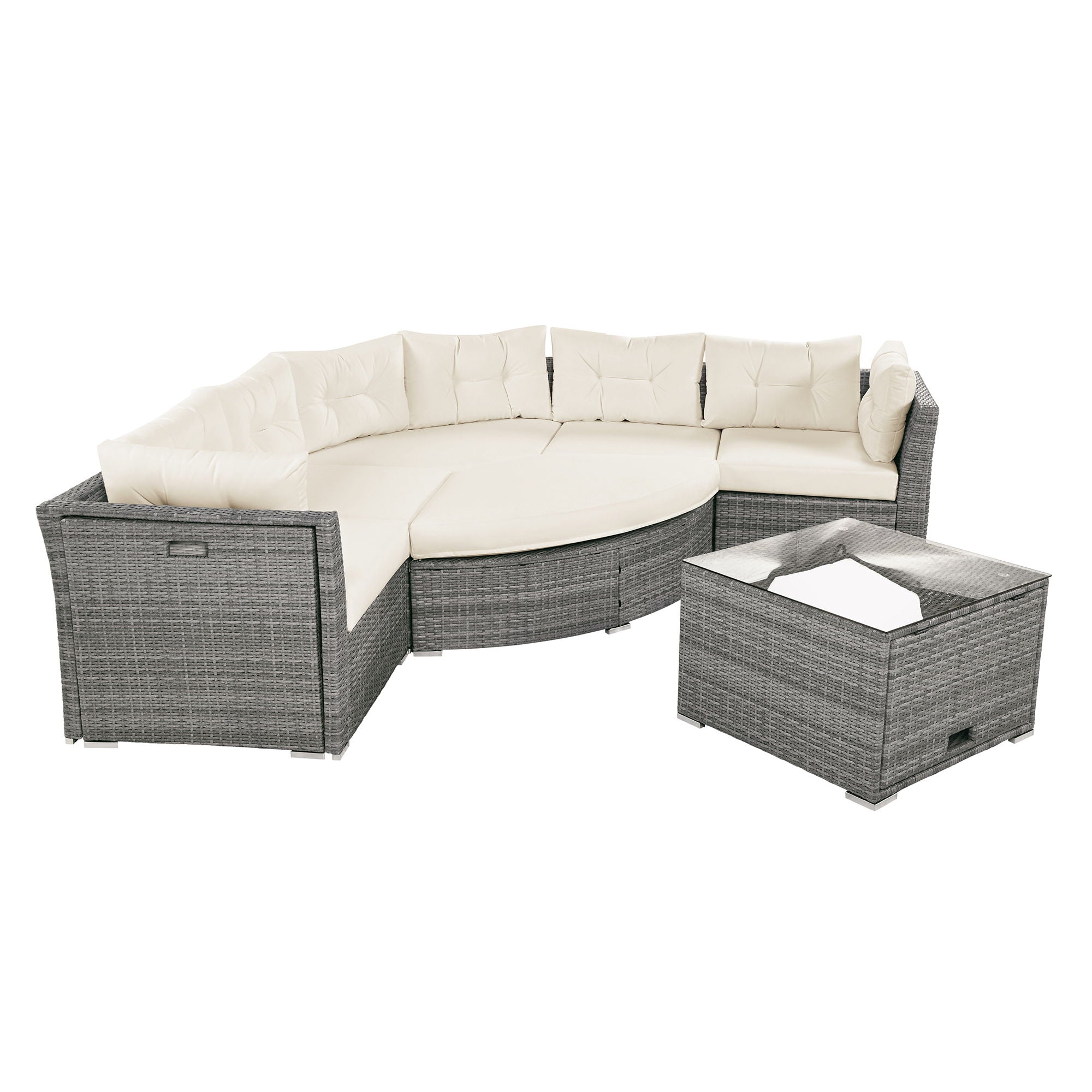 Patio Furniture Set Outdoor Daybed Rattan Sectional With Cushions And Center Table