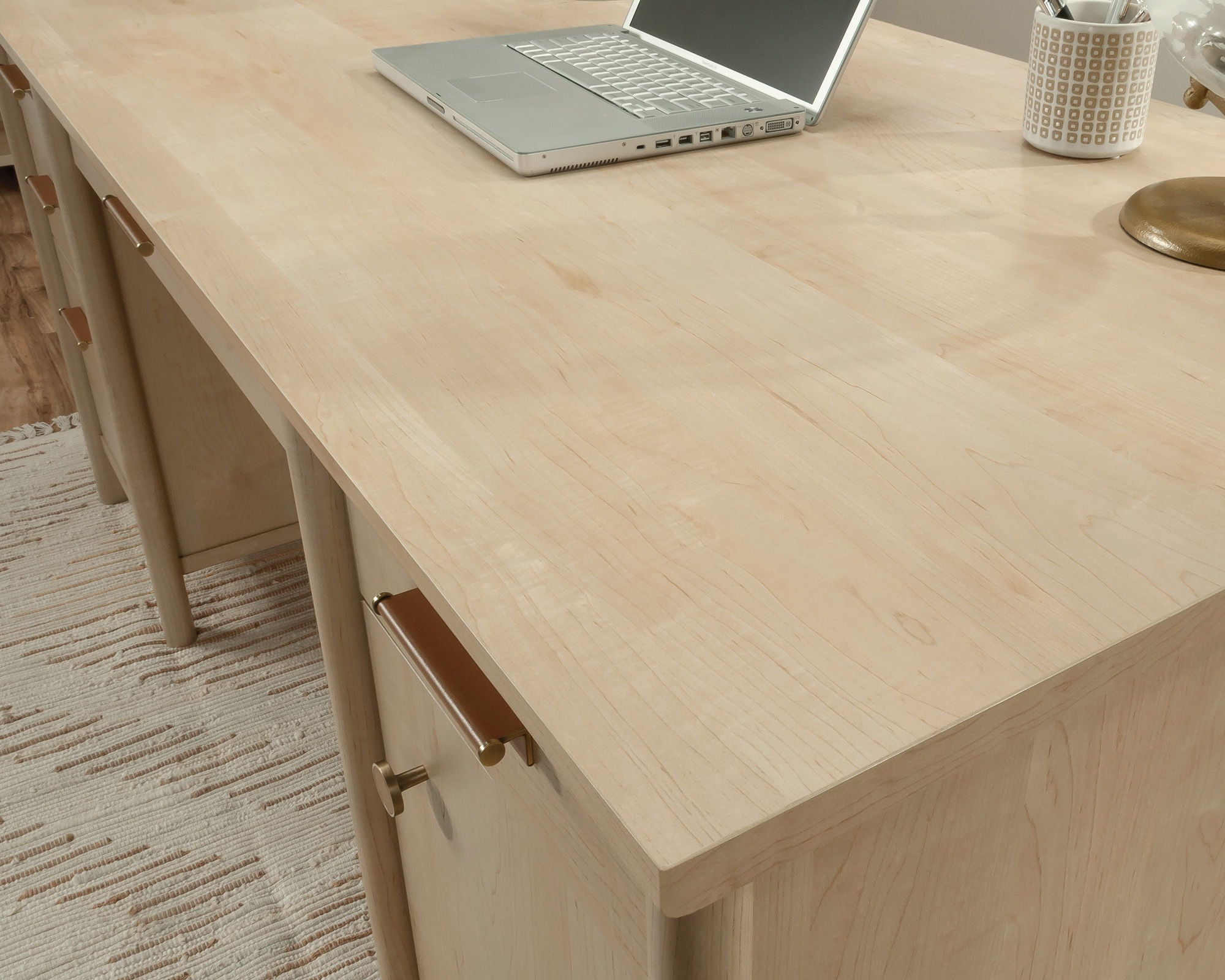 Executive Desk with Storage in Natural Maple