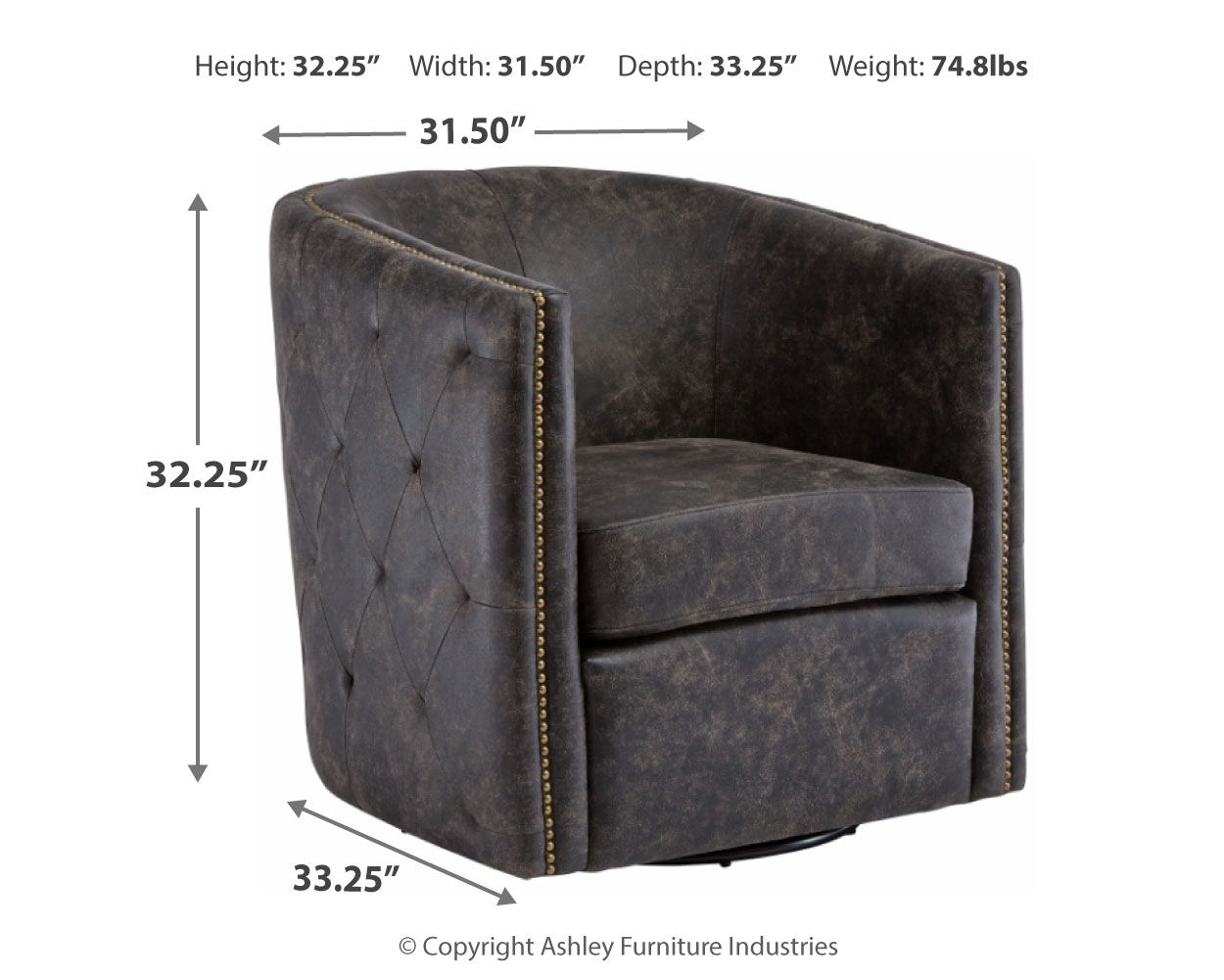 Ashley Furniture Brentlow - Distressed Black - Swivel Chair | Meri Furniture