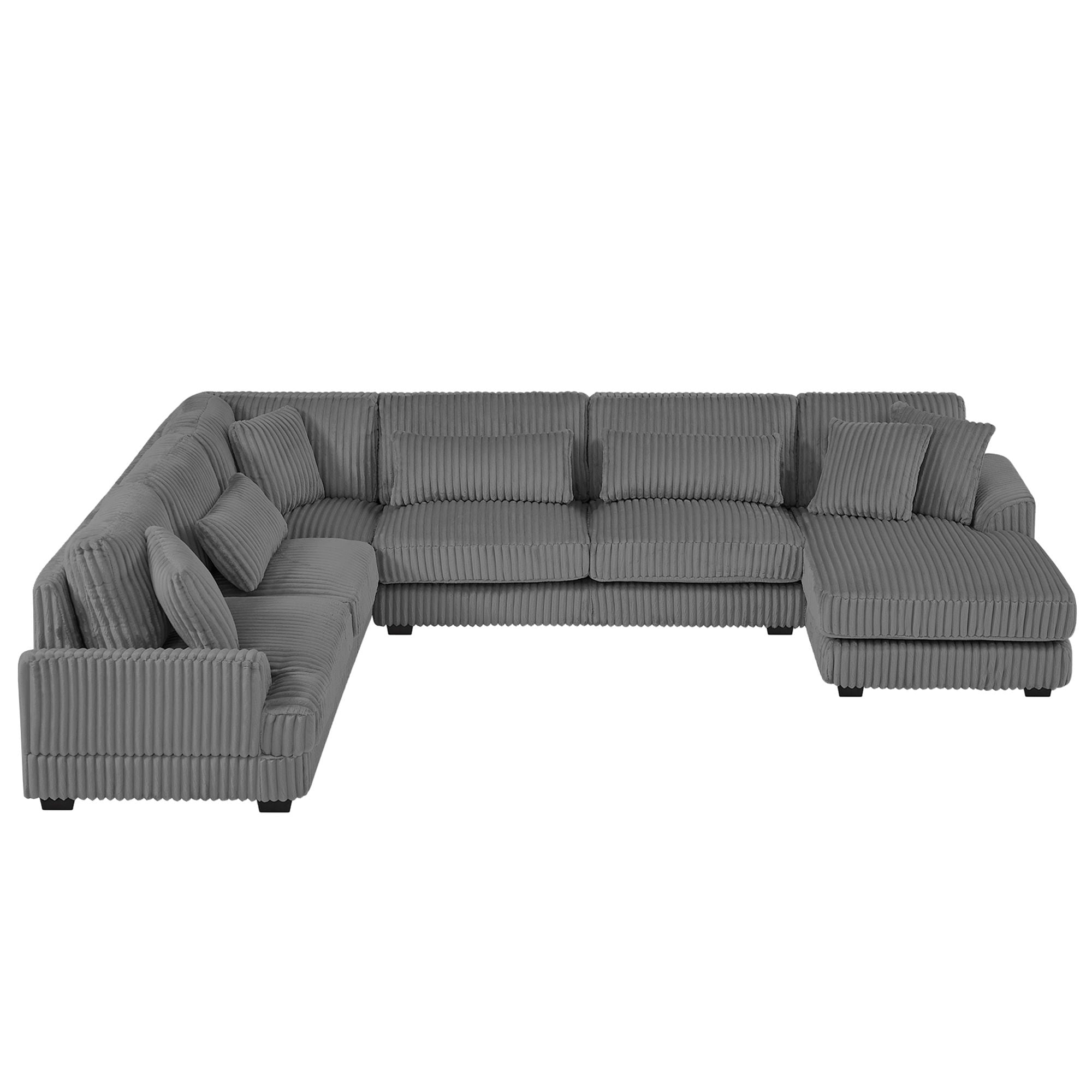 Oversized Sectional Sofa U - Shaped Sofa Couch Modern Sofa Upholstered In Soft Corduroy With A Chaise Lounge For Living Room