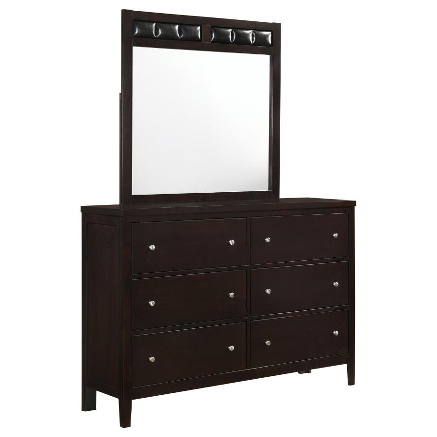 Coaster Fine Furniture Carlton - 6-Drawer Dresser With Mirror - Cappuccino | Meri Furniture