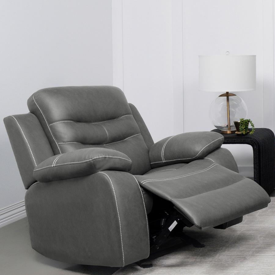 Coaster Fine Furniture Nova - Upholstered Padded Arm Glider Recliner - Dark Gray | Meri Furniture