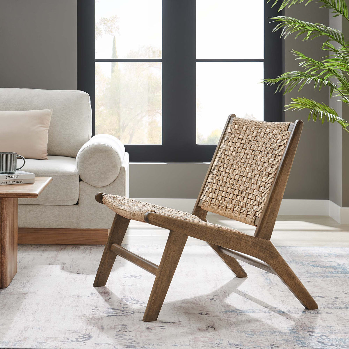 Saoirse Woven Rope Wood Accent Lounge Chair by Modway