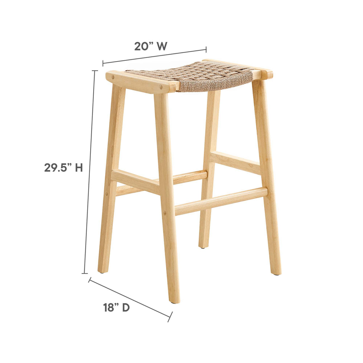 Saoirse Woven Rope Wood Bar Stool Set of 2 by Modway