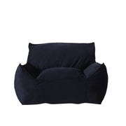 Allea - Velveteen Bean Bag Chair With Armrests - Midnight Blue