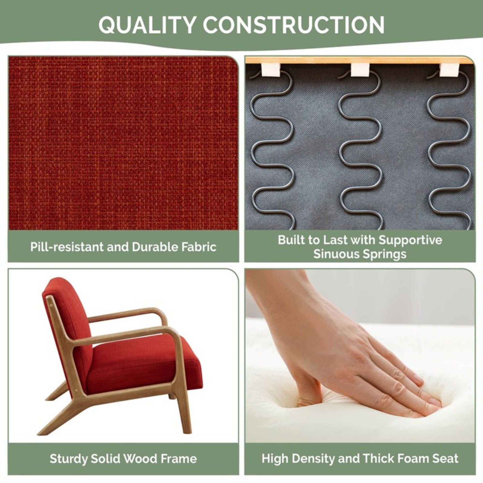 Mid-Century Style Lounge Chair With Upholstered Seat