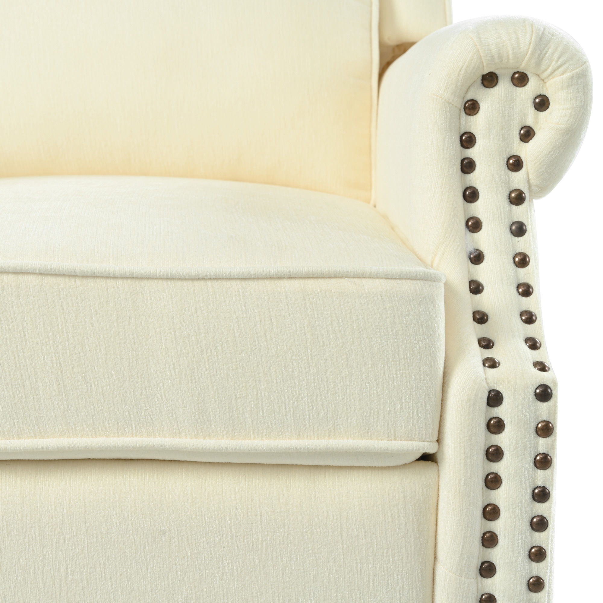 Push Back Recliner Chair Upholstered Recliner Armchair With Classic Wing Back And Solid Gourd-Shaped Legs