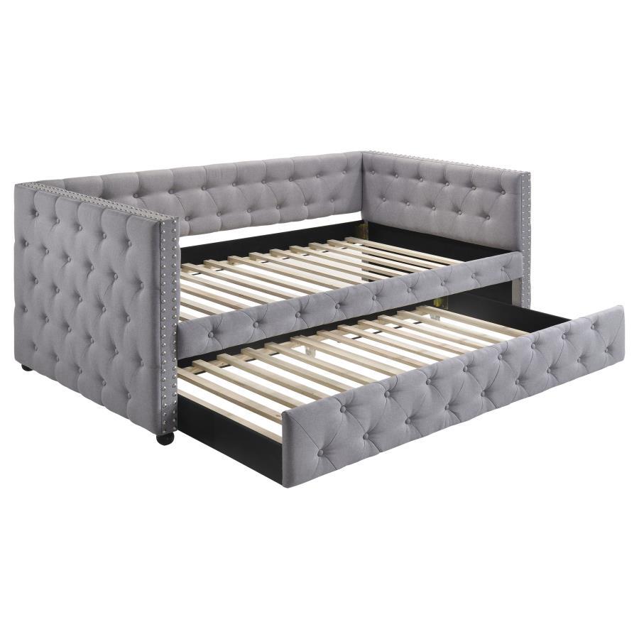 Coaster Fine Furniture Mockern - Upholstered Twin Daybed With Trundle - Gray | Meri Furniture